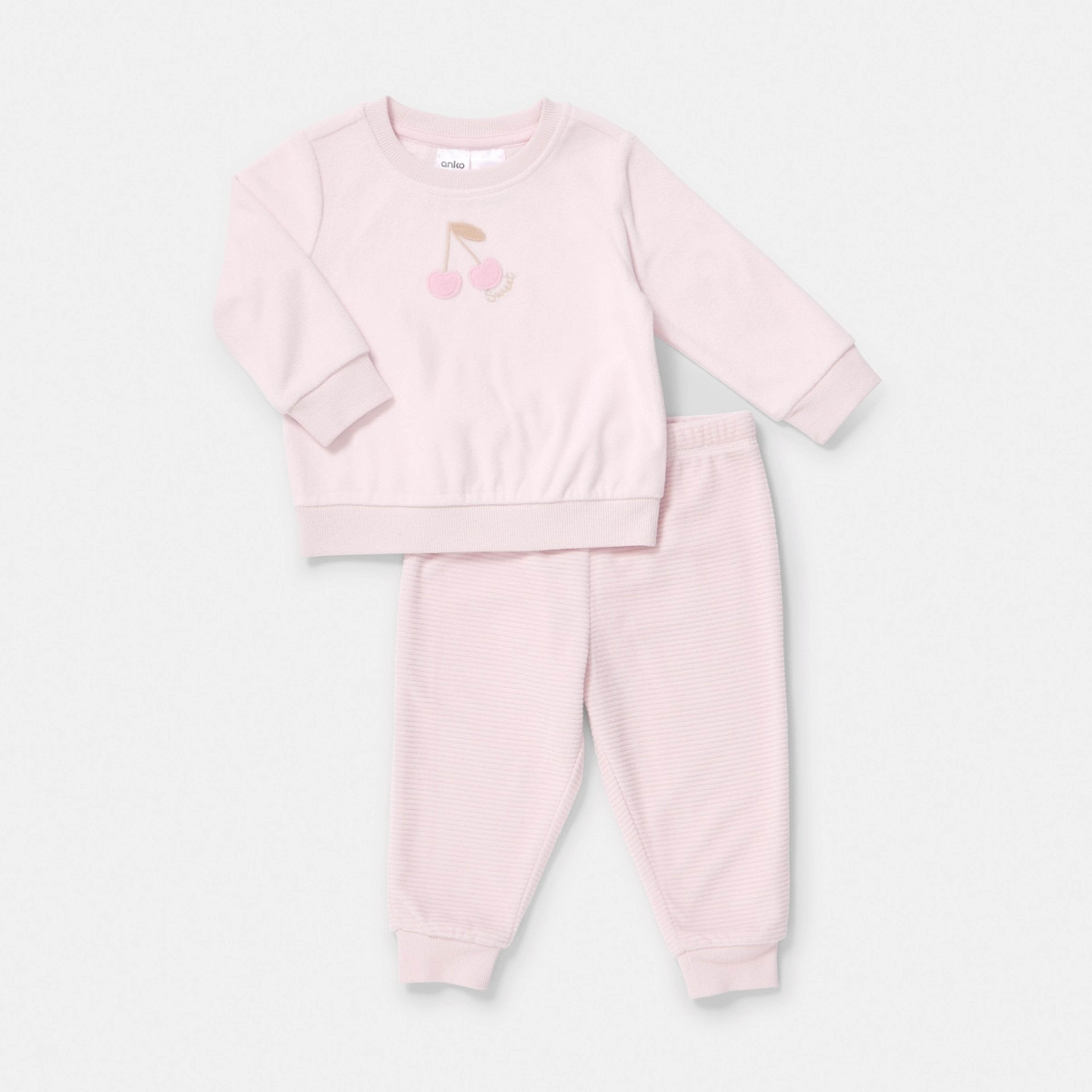 1 Twosie Fleece Pyjama Set Pink Cherry, 1 of 4