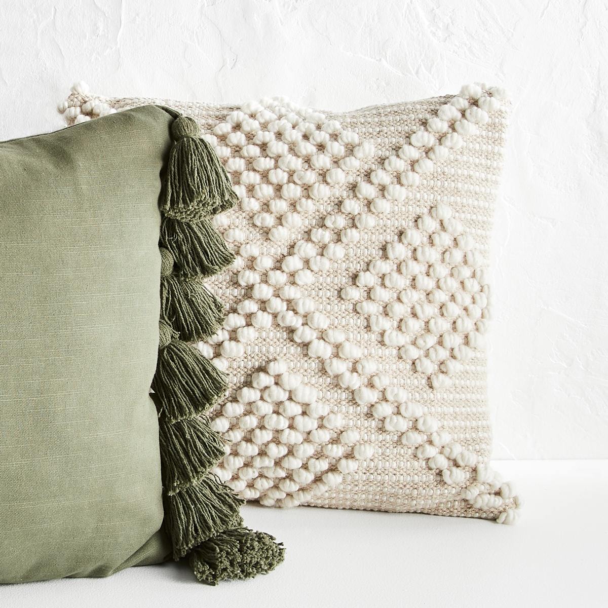 43cm Romy Woven Cushion Natural and White Kmart