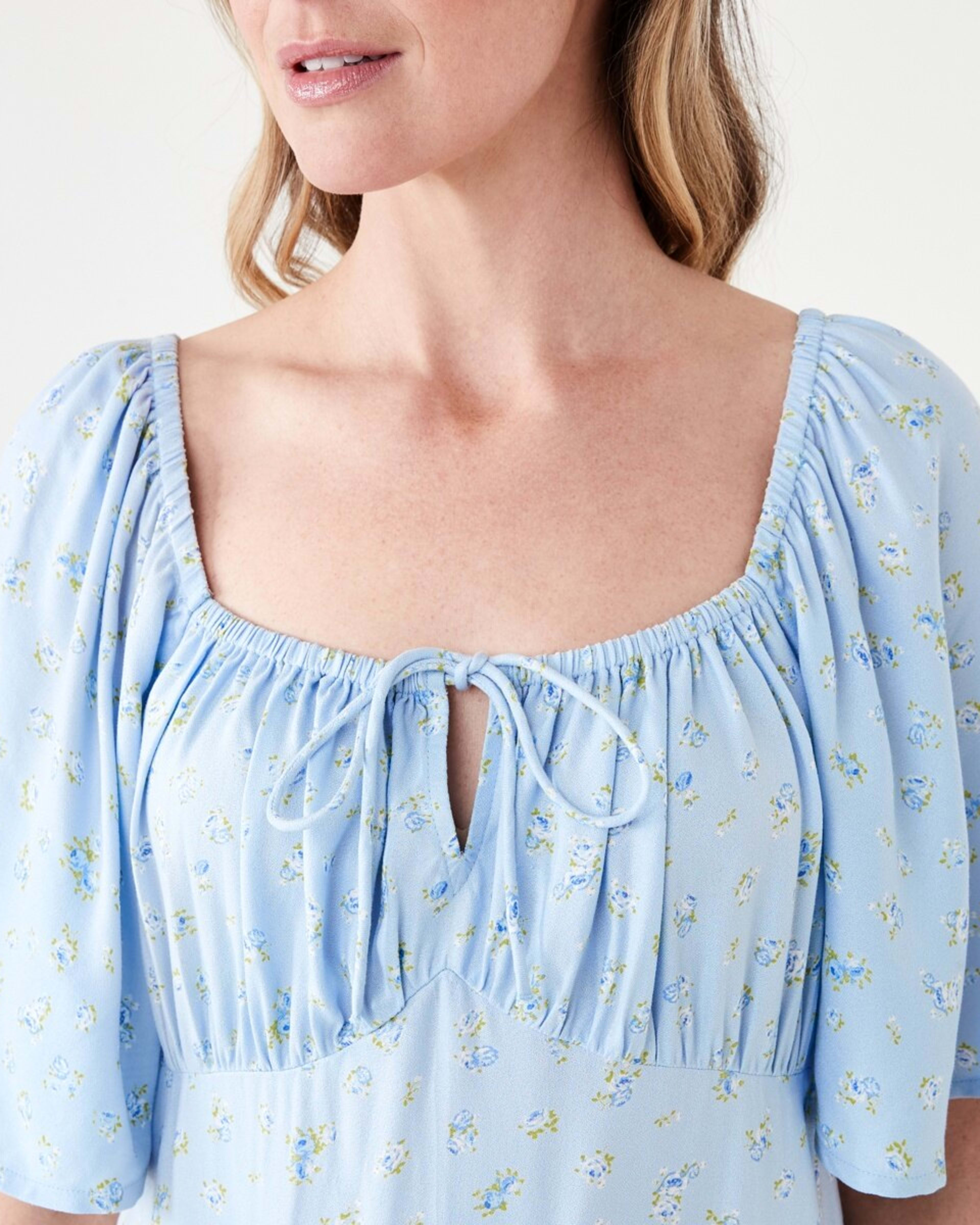 5 Short Sleeve Square Neck Tea Midi Dress DITSY ROSE SKYWAY, 5 of 7