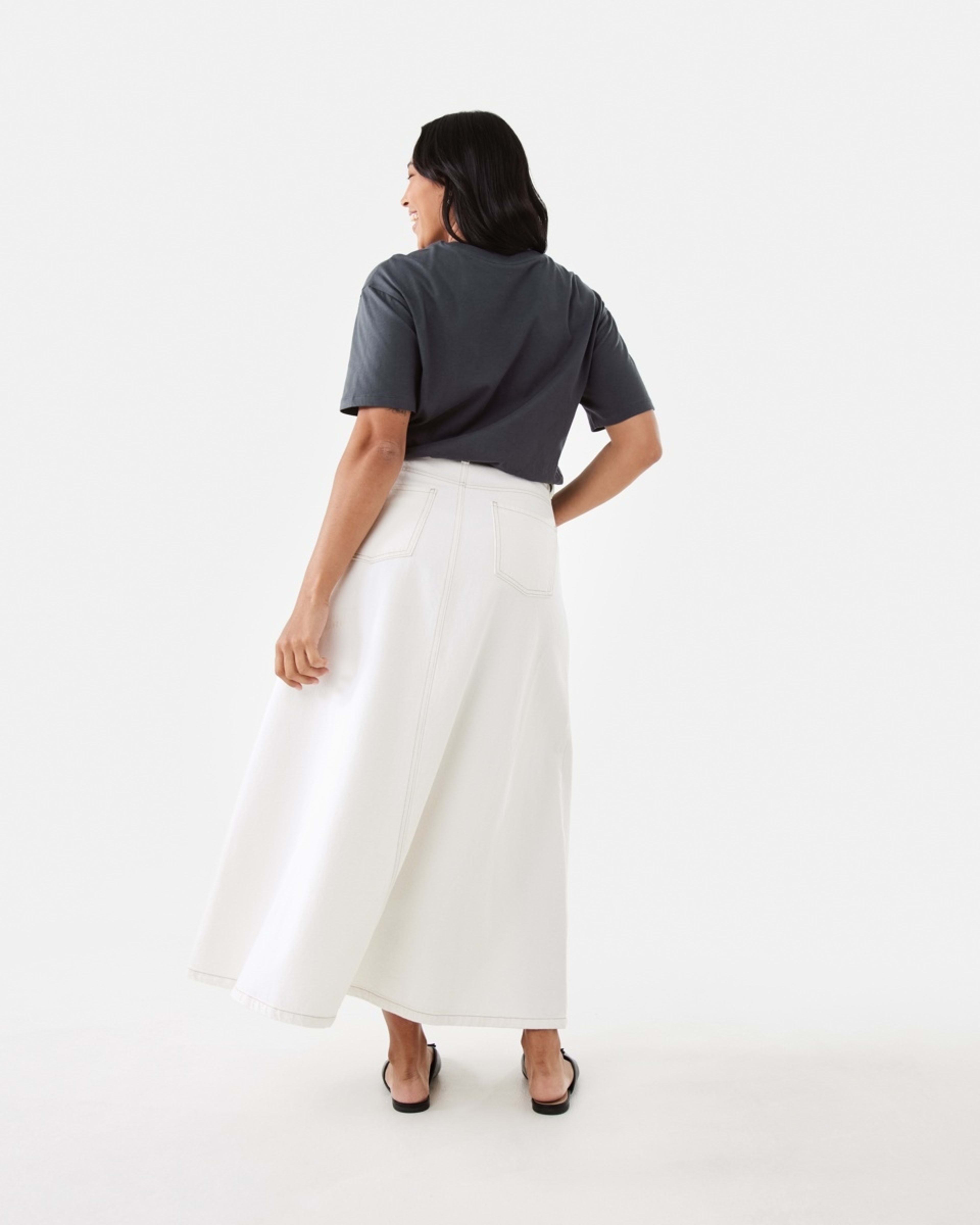 4 Denim A-Line Maxi Skirt Ecru, 4 of 7