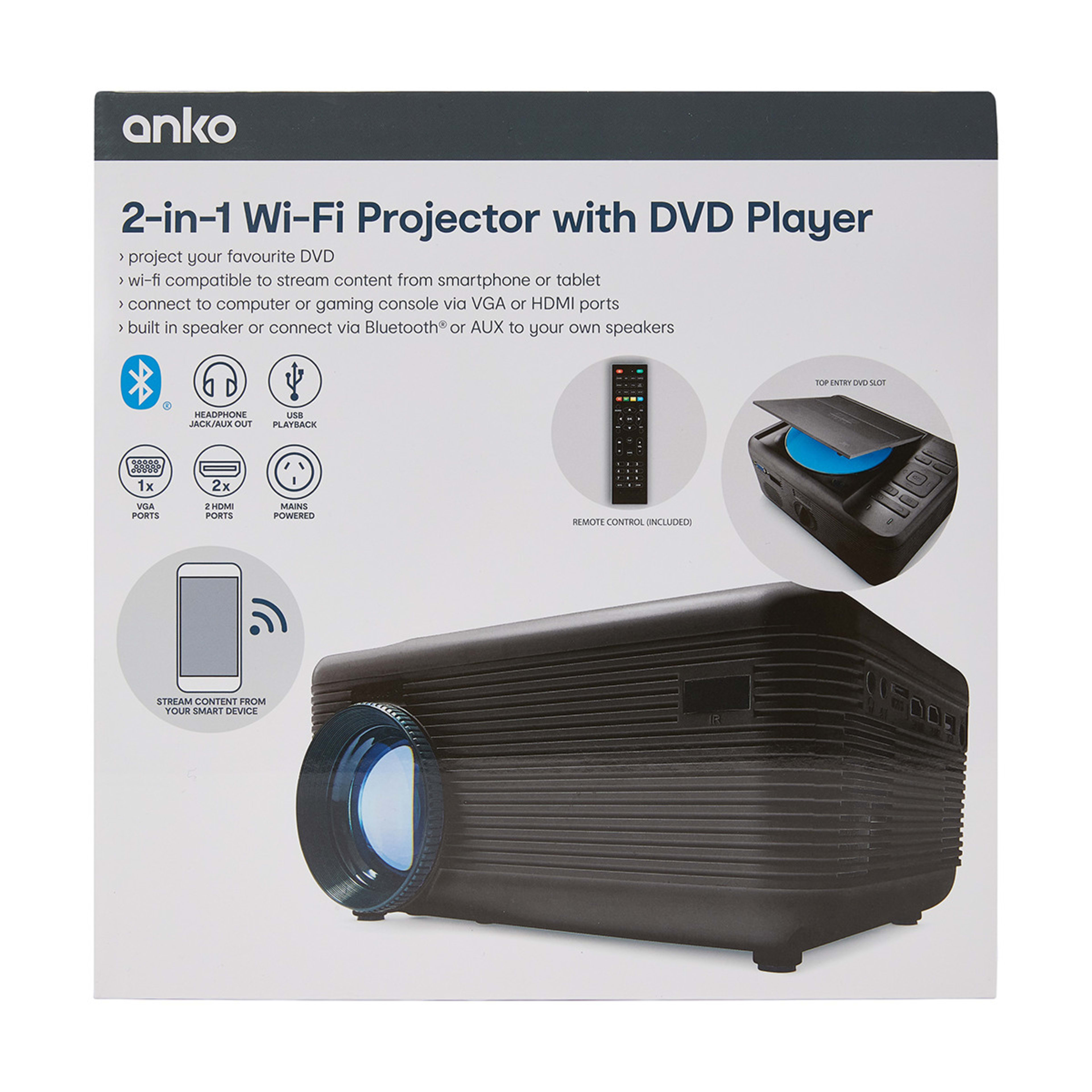 9 2-in-1 Wi-Fi Projector with DVD Player, 9 of 10