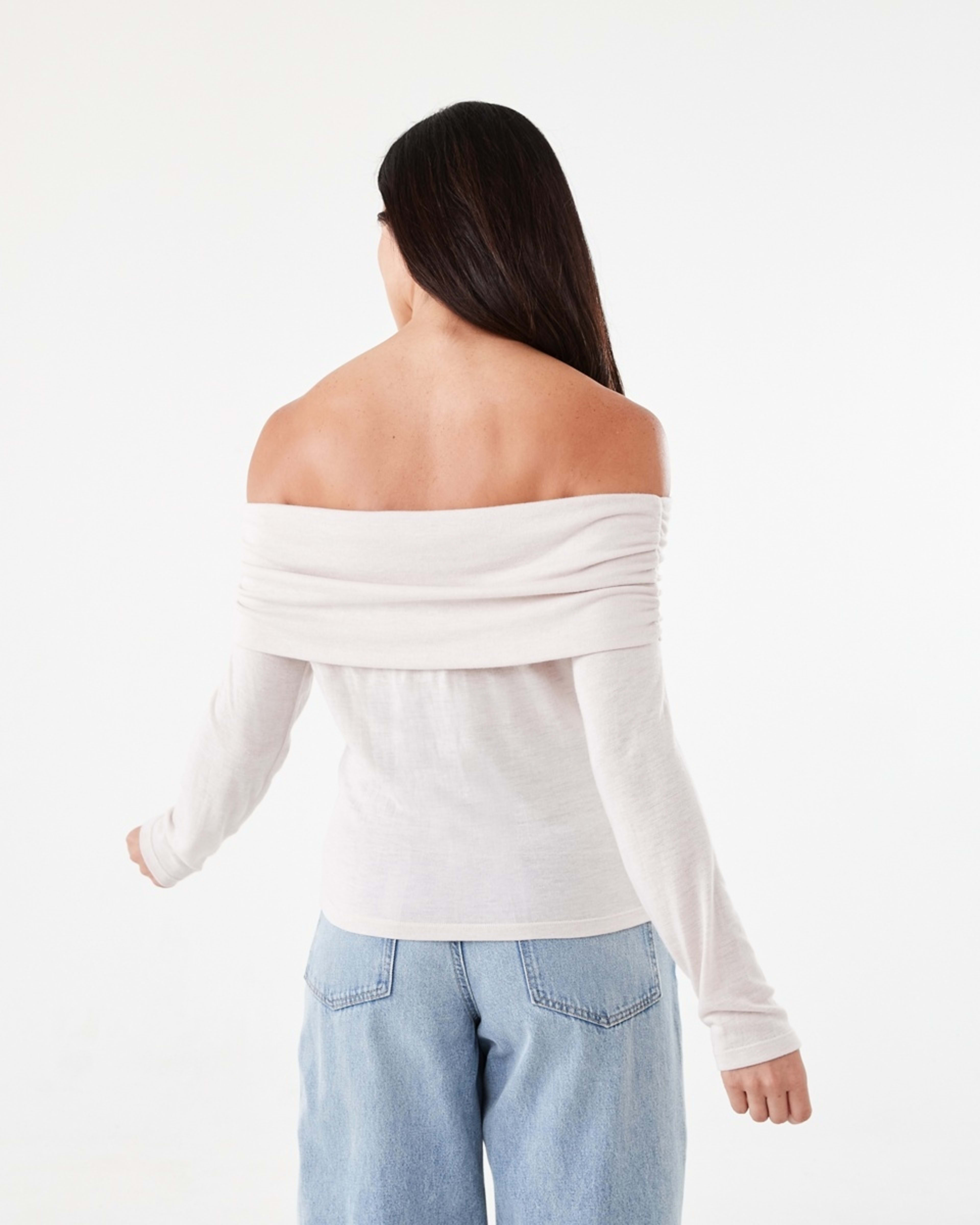 3 Long Sleeve Off Shoulder Top Nat Beige, 3 of 5