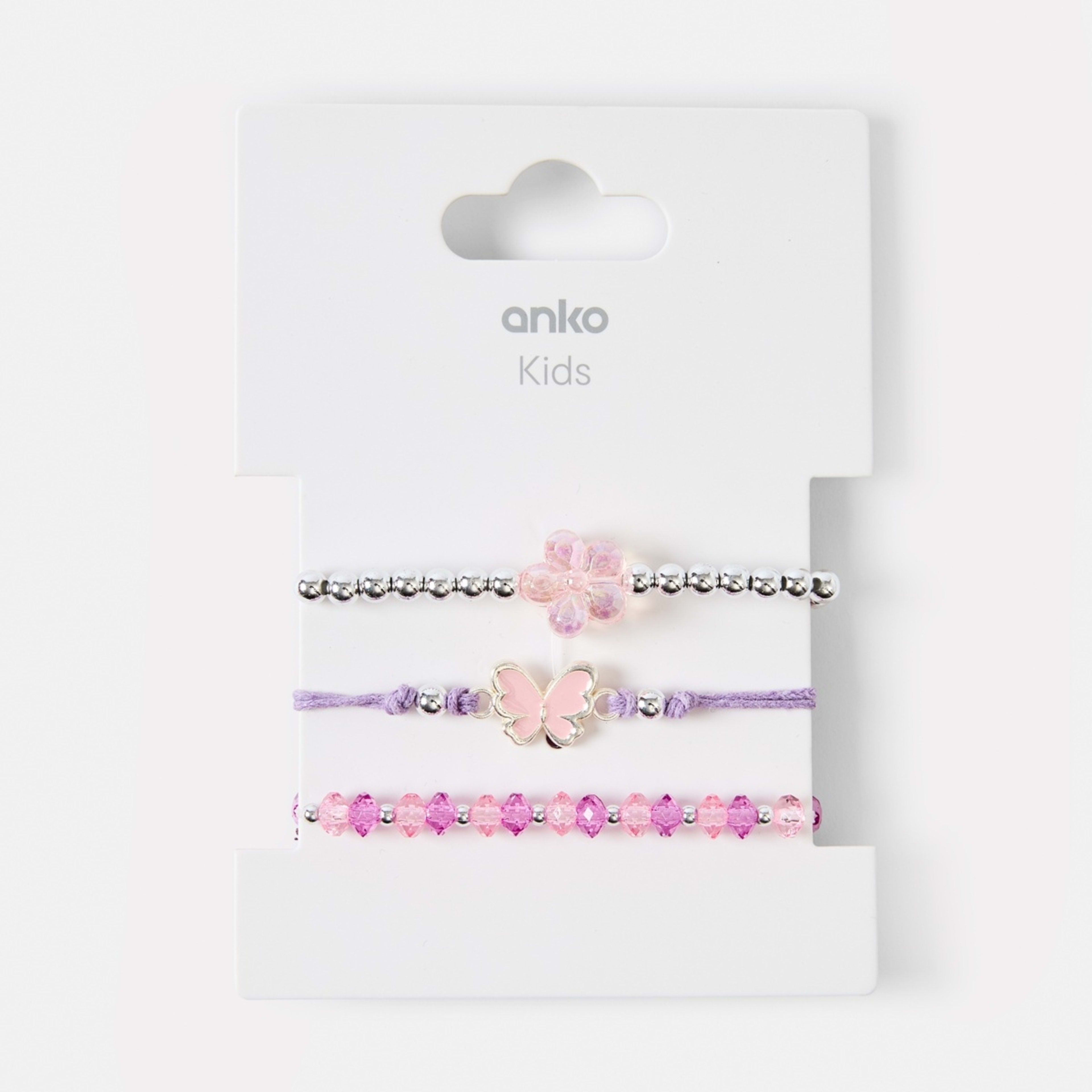 2 3 Pack Butterfly Bracelet - Silver Tone, Purple and Pink, 2 of 2