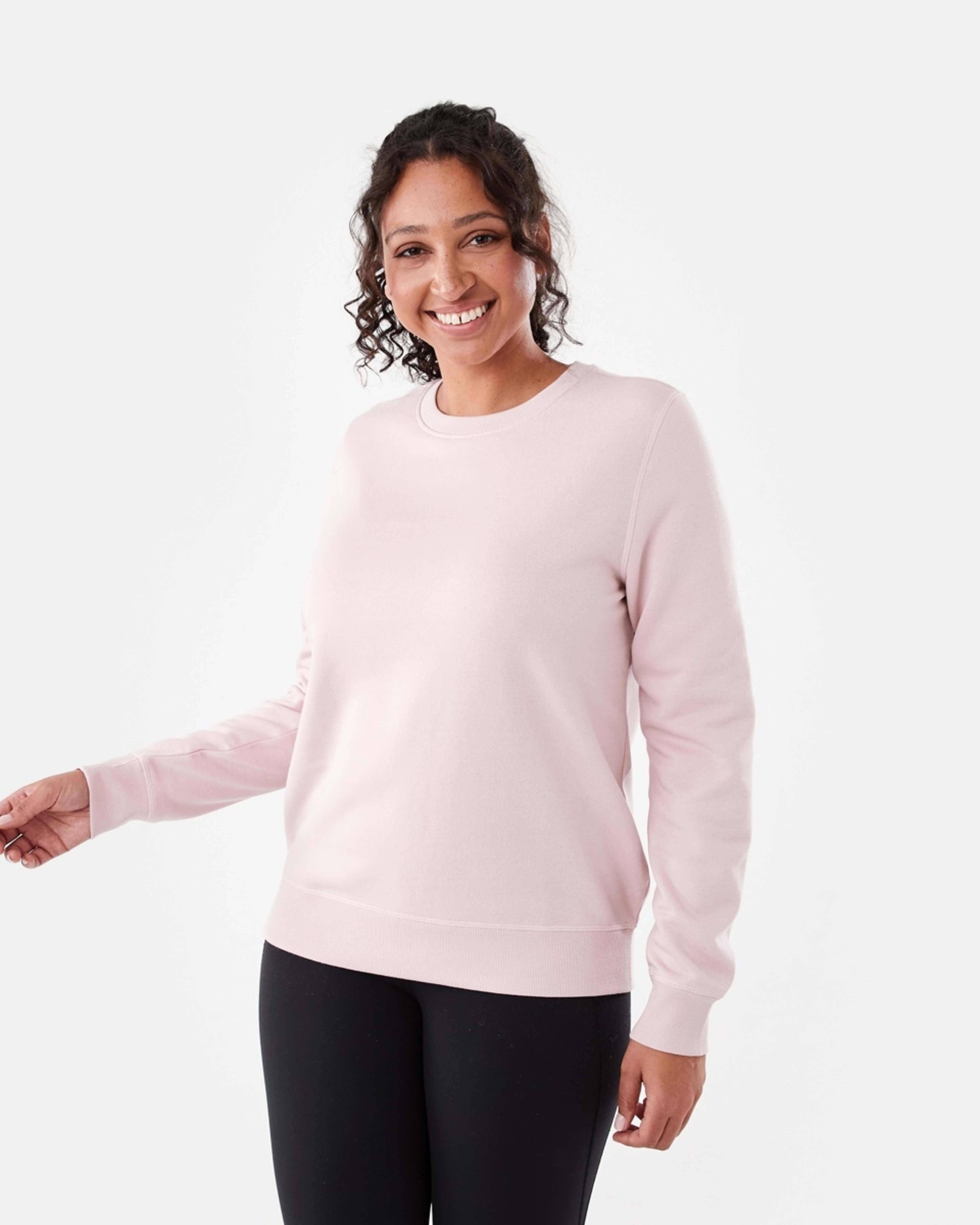 2 Active Womens Basic Crew Sweatshirt QUARTZ PINK, 2 of 5