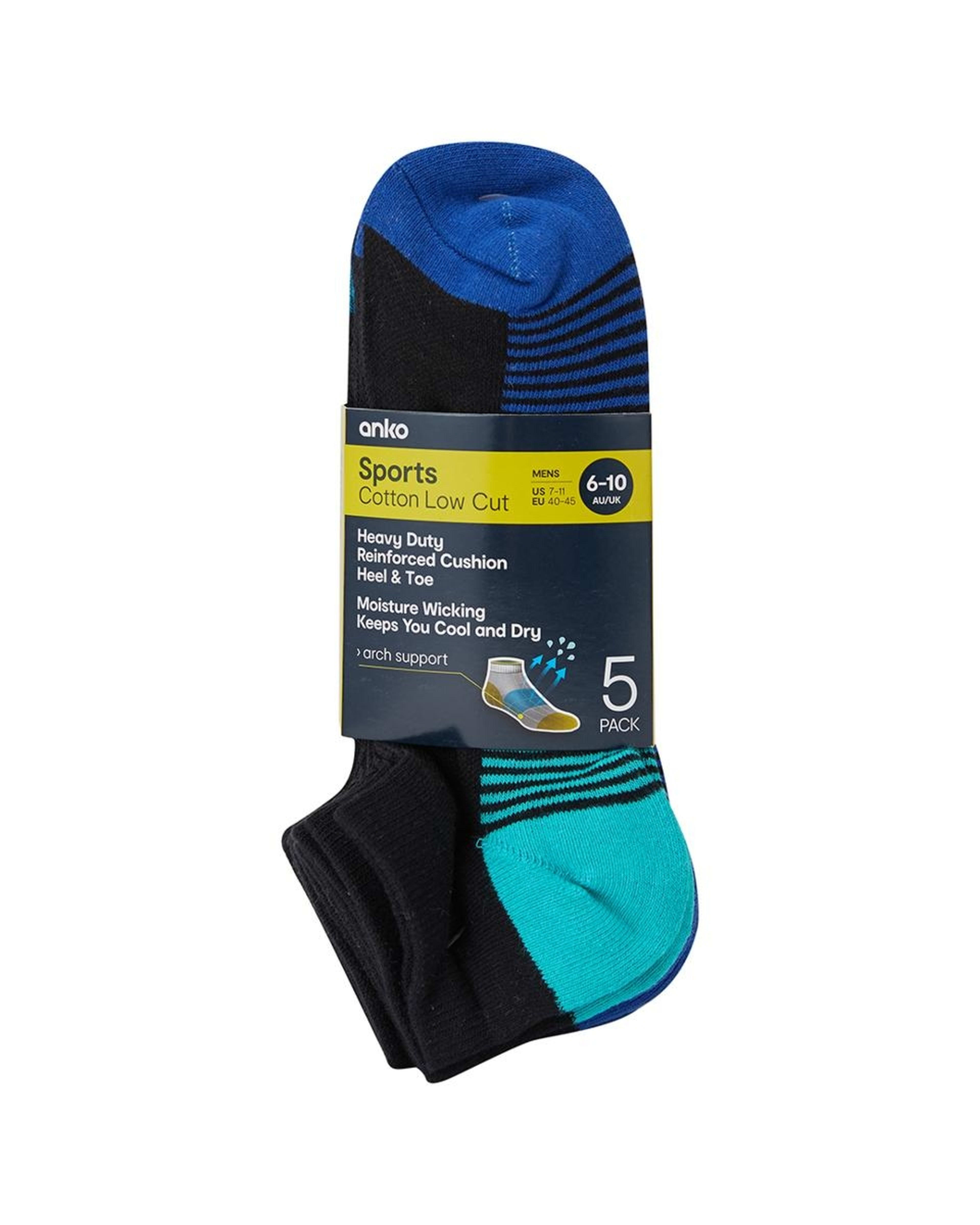 3 Active 5 Pack Low Cut Tough Sports Socks BLACK COLOUR HEEL, 3 of 3
