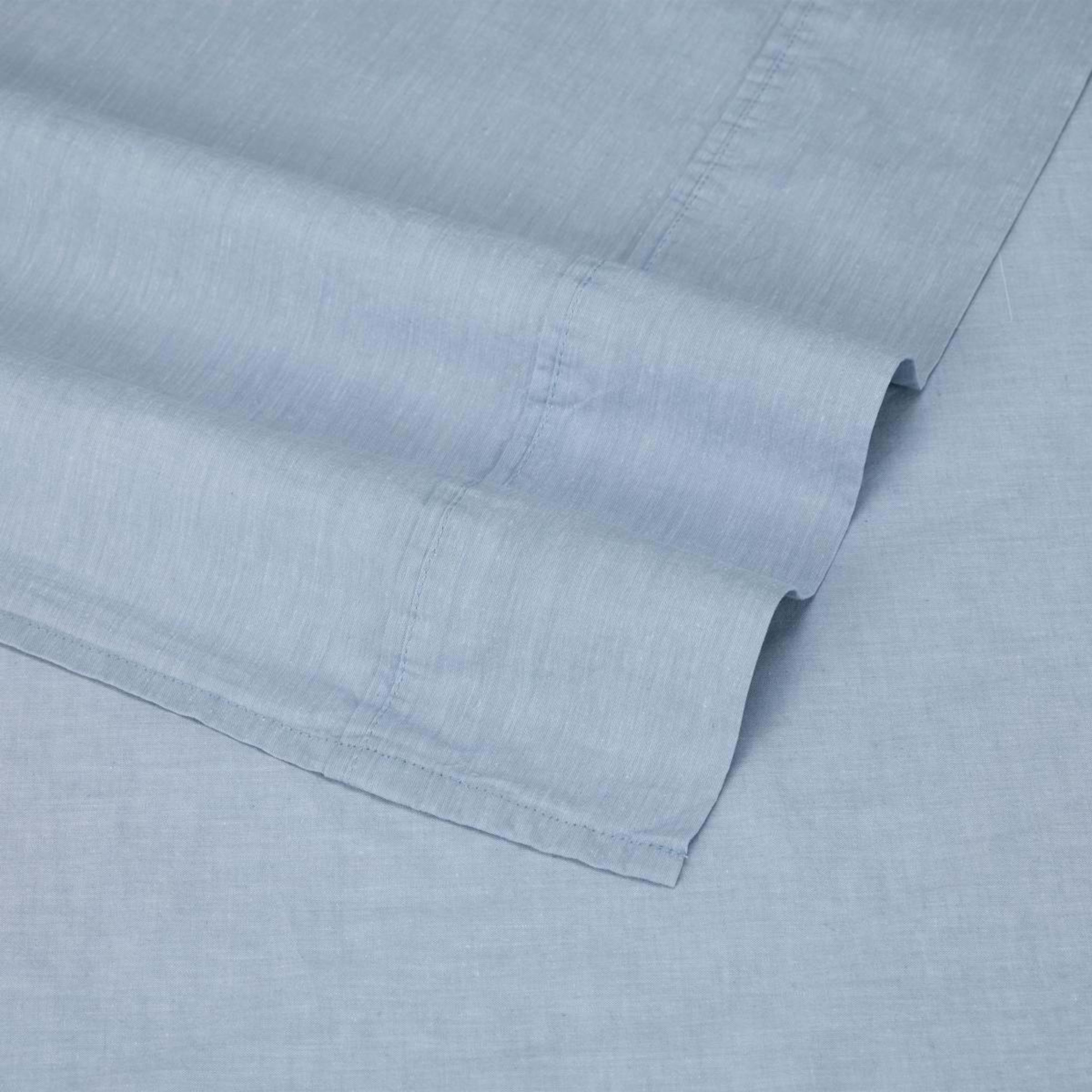 4 Stonewashed Chambray Cotton Sheet Set - King Bed, Denim, 4 of 7