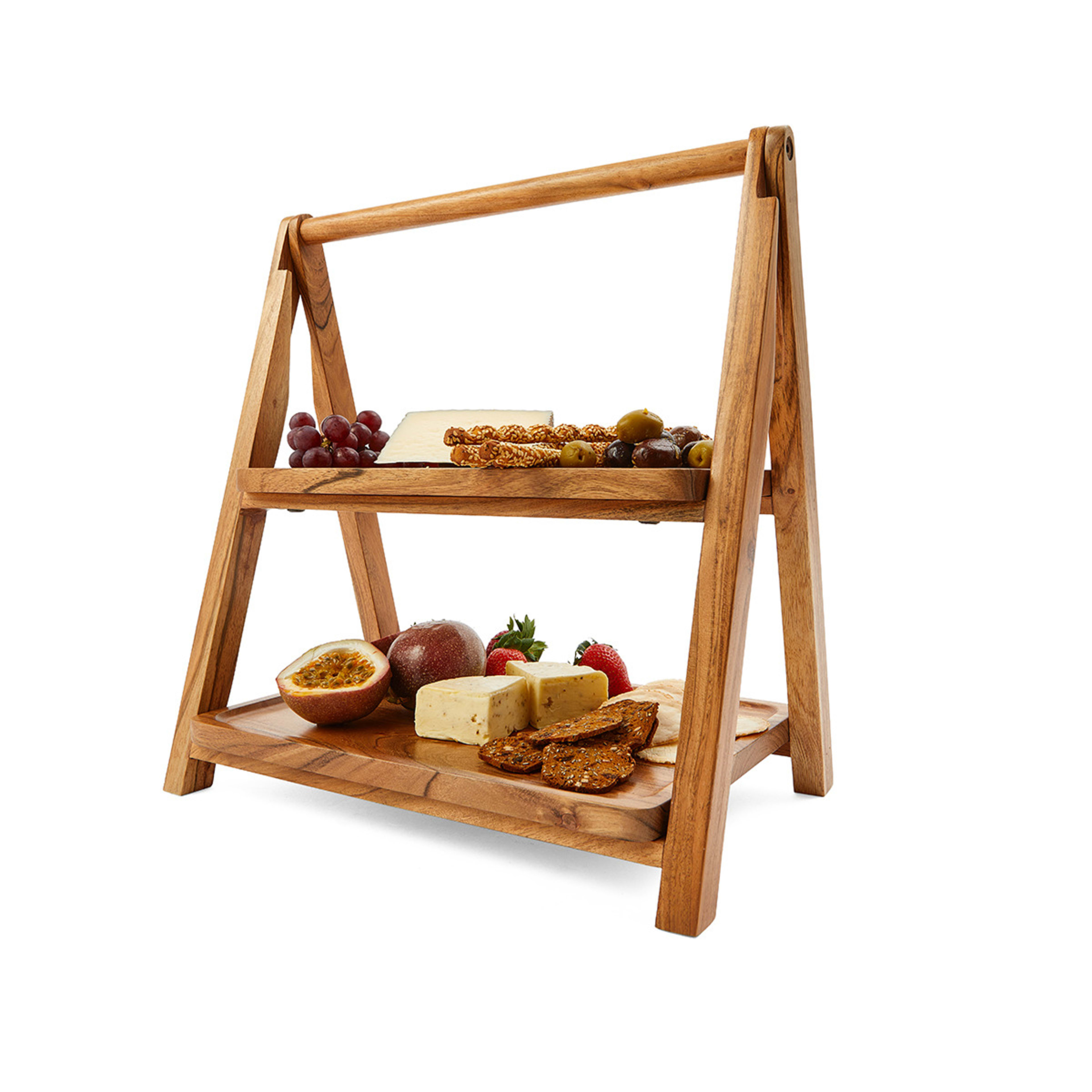 1 2 Tier Acacia Serving Stand
