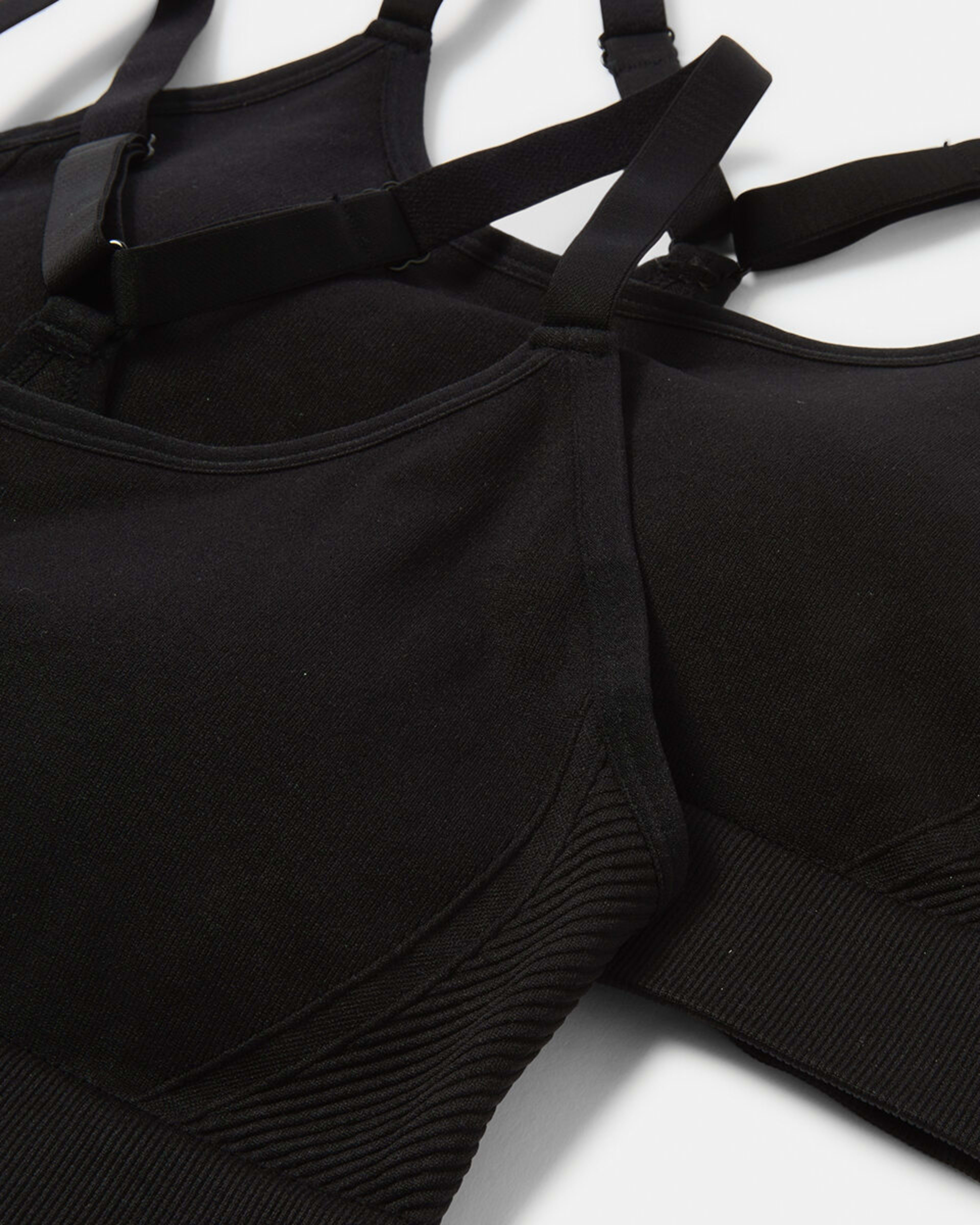 2 2 Pack Sports Medium Support Seamfree Crop BLACK, 2 of 9