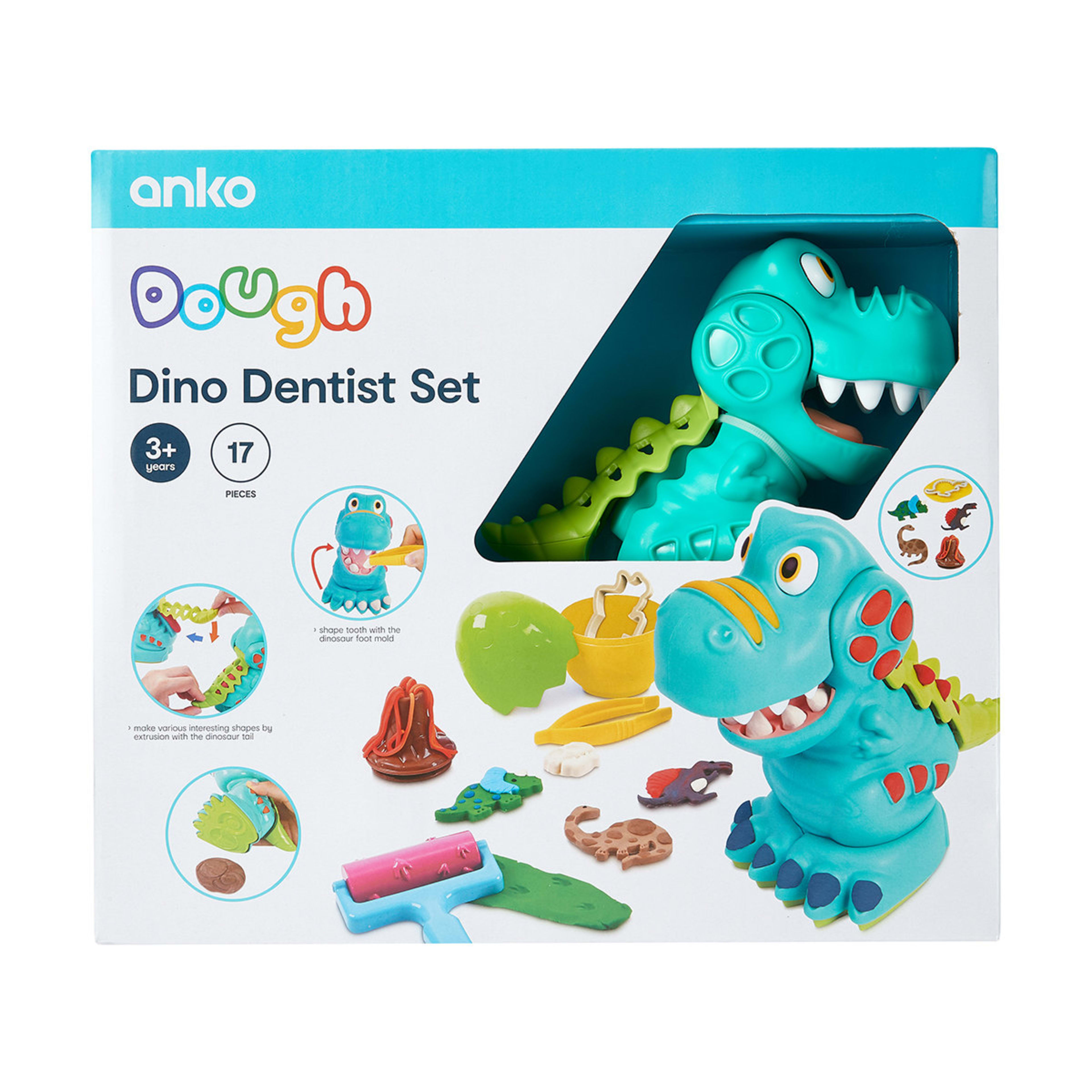 17 Piece Dough Dino Dentist Set Kmart