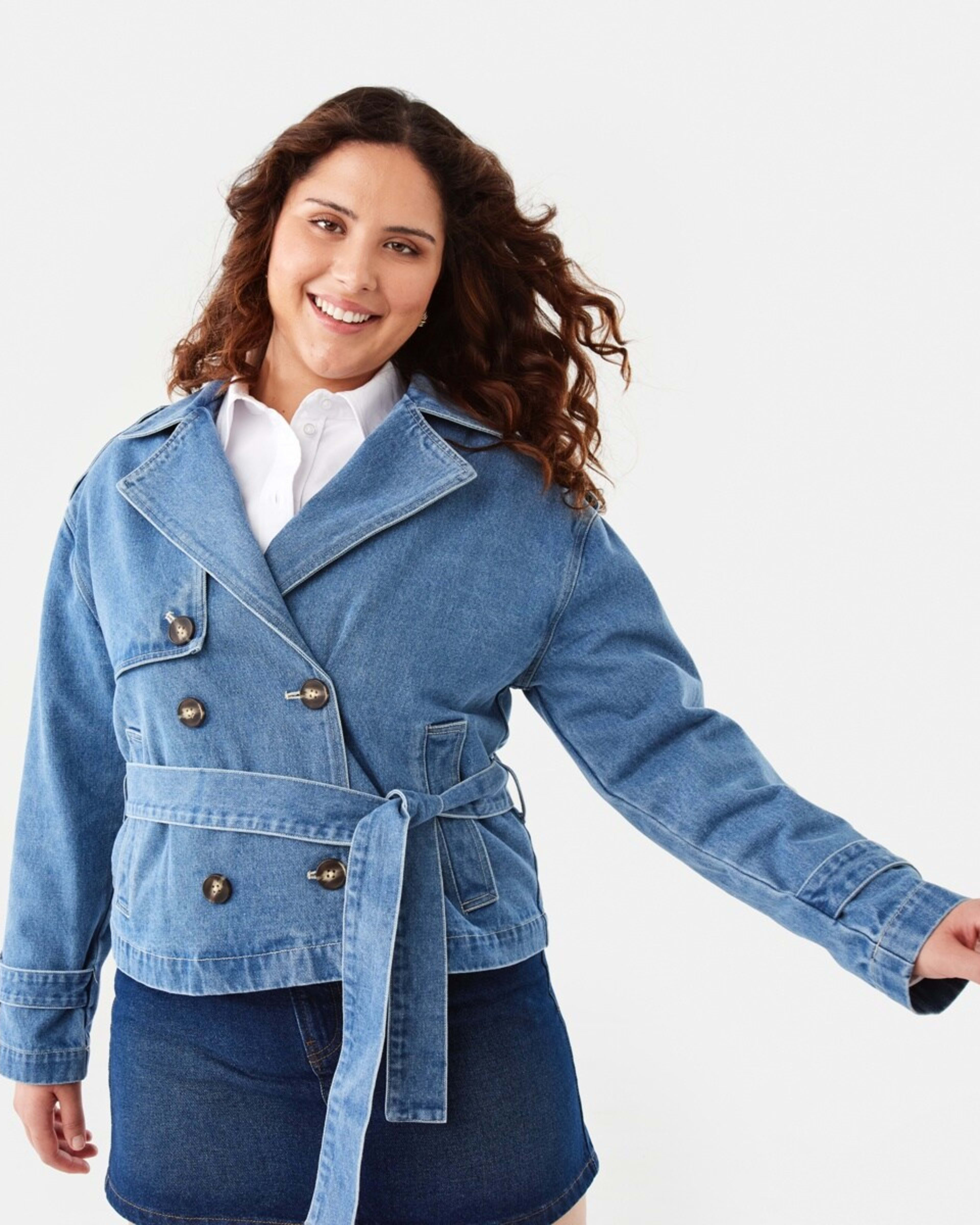 2 Denim Crop Trench Mid Wash, 2 of 10