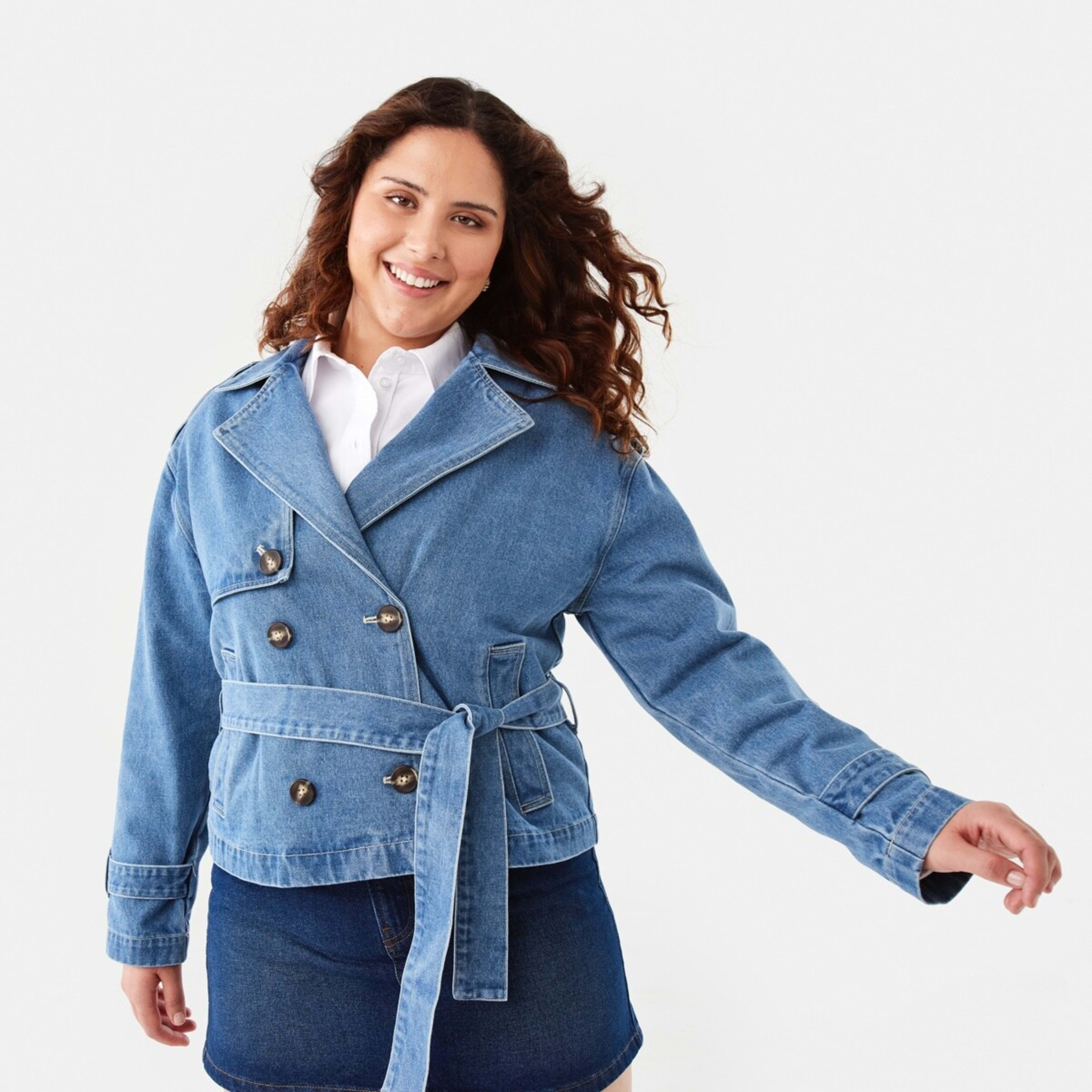2 Denim Crop Trench Mid Wash, 2 of 10