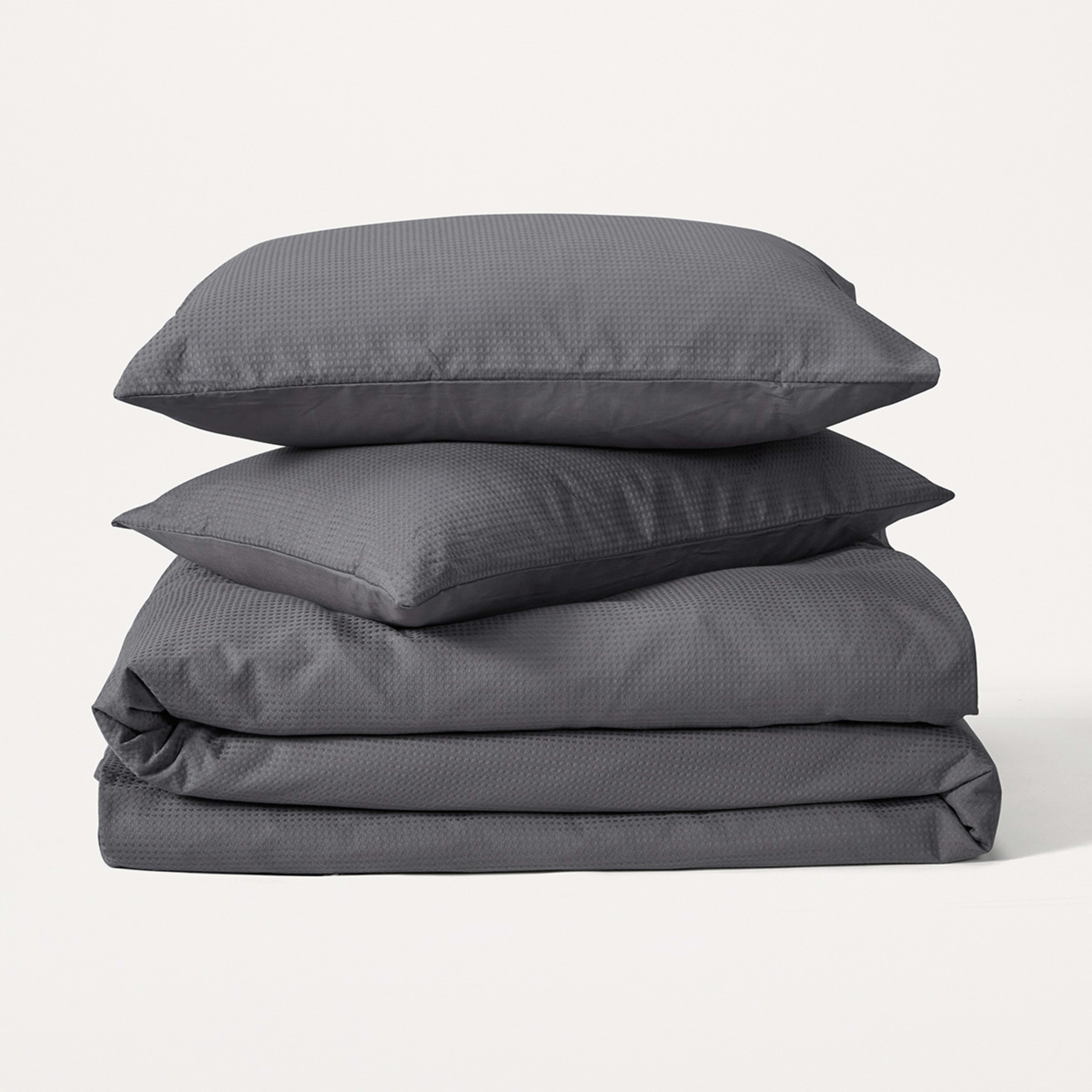 9 Waffle Cotton Quilt Cover Set - Super King, Charcoal, 9 of 10