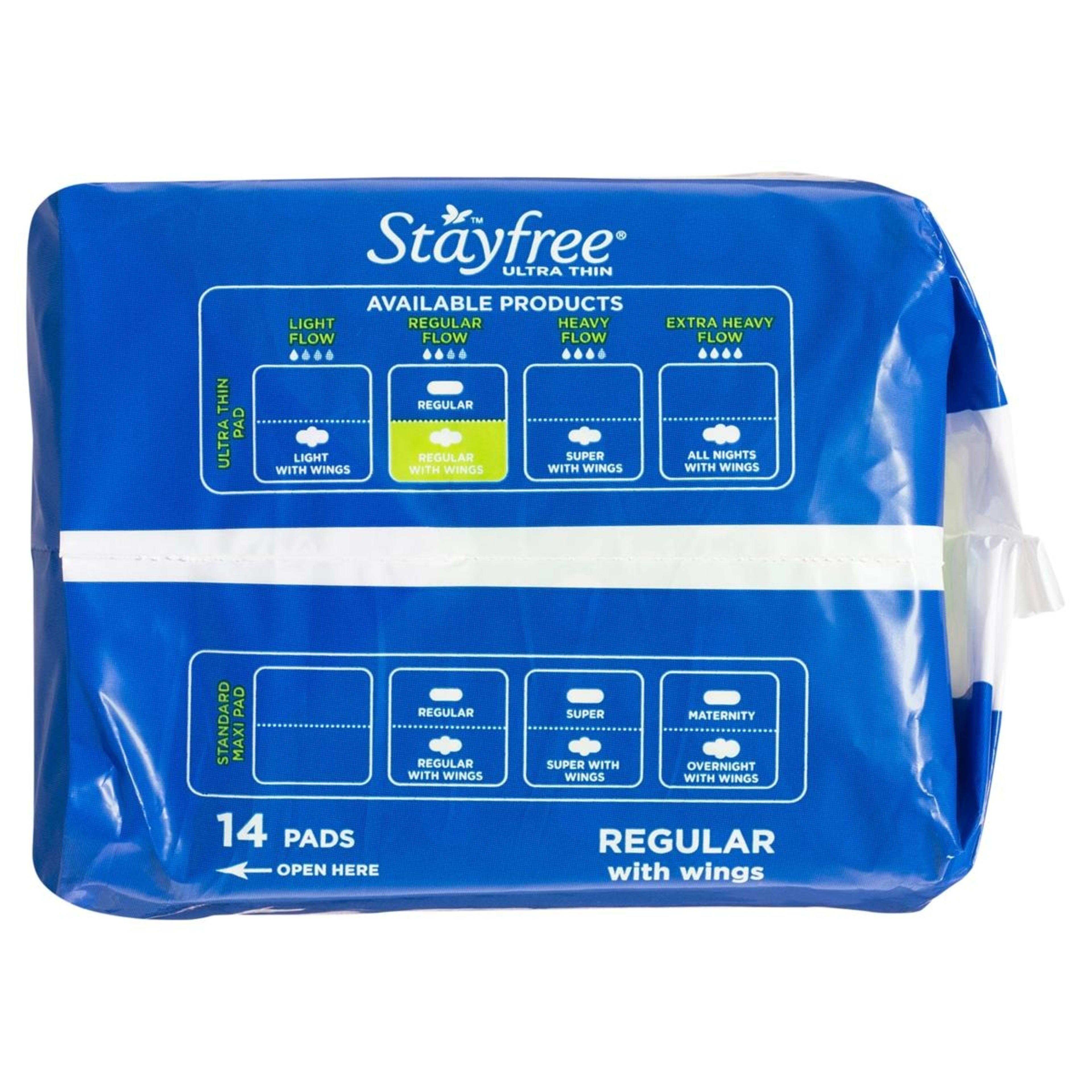 4 Stayfree 14 Pack UltraThin Regular Pads with Wings, 4 of 7