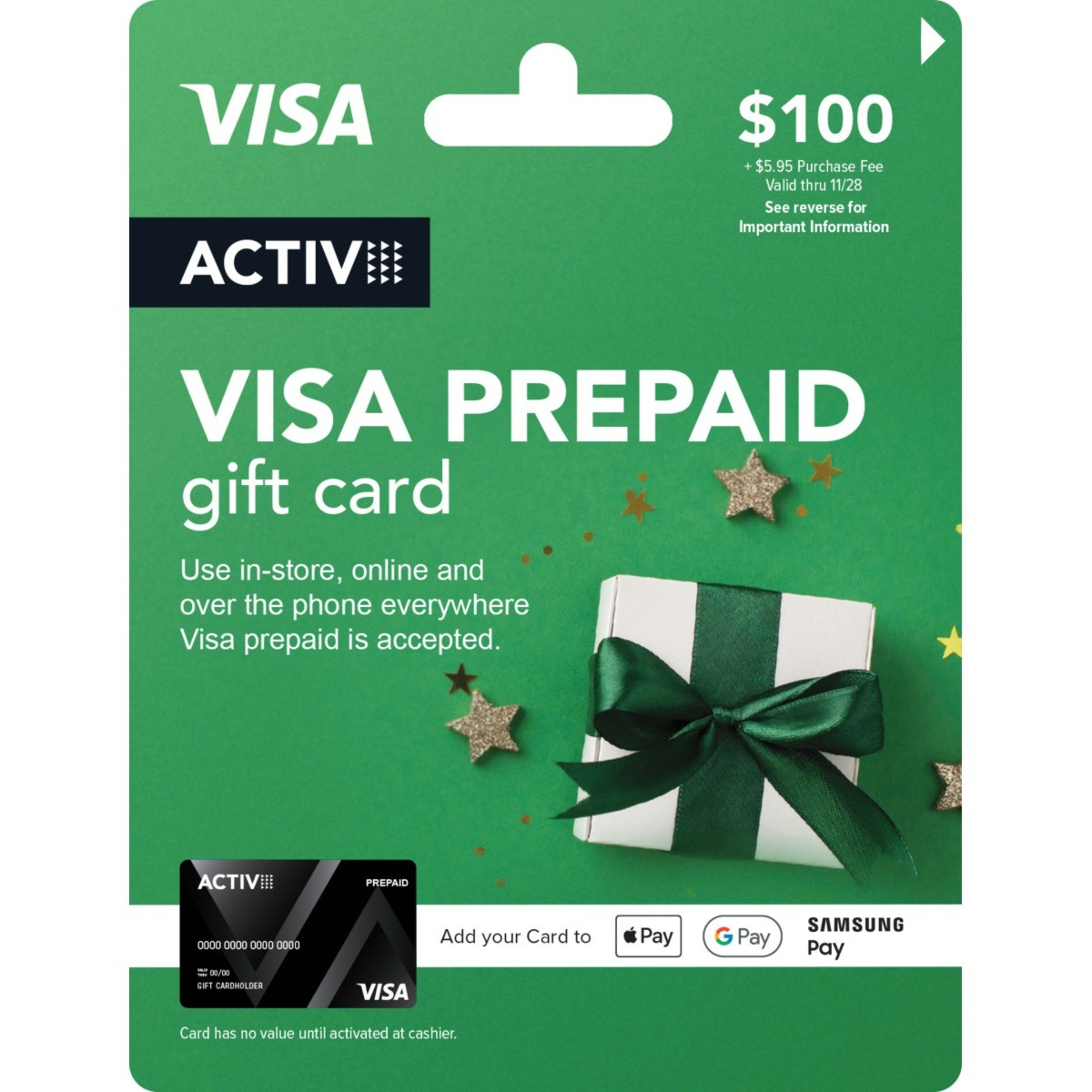 1 Activ VISA $100 Prepaid Gift Card