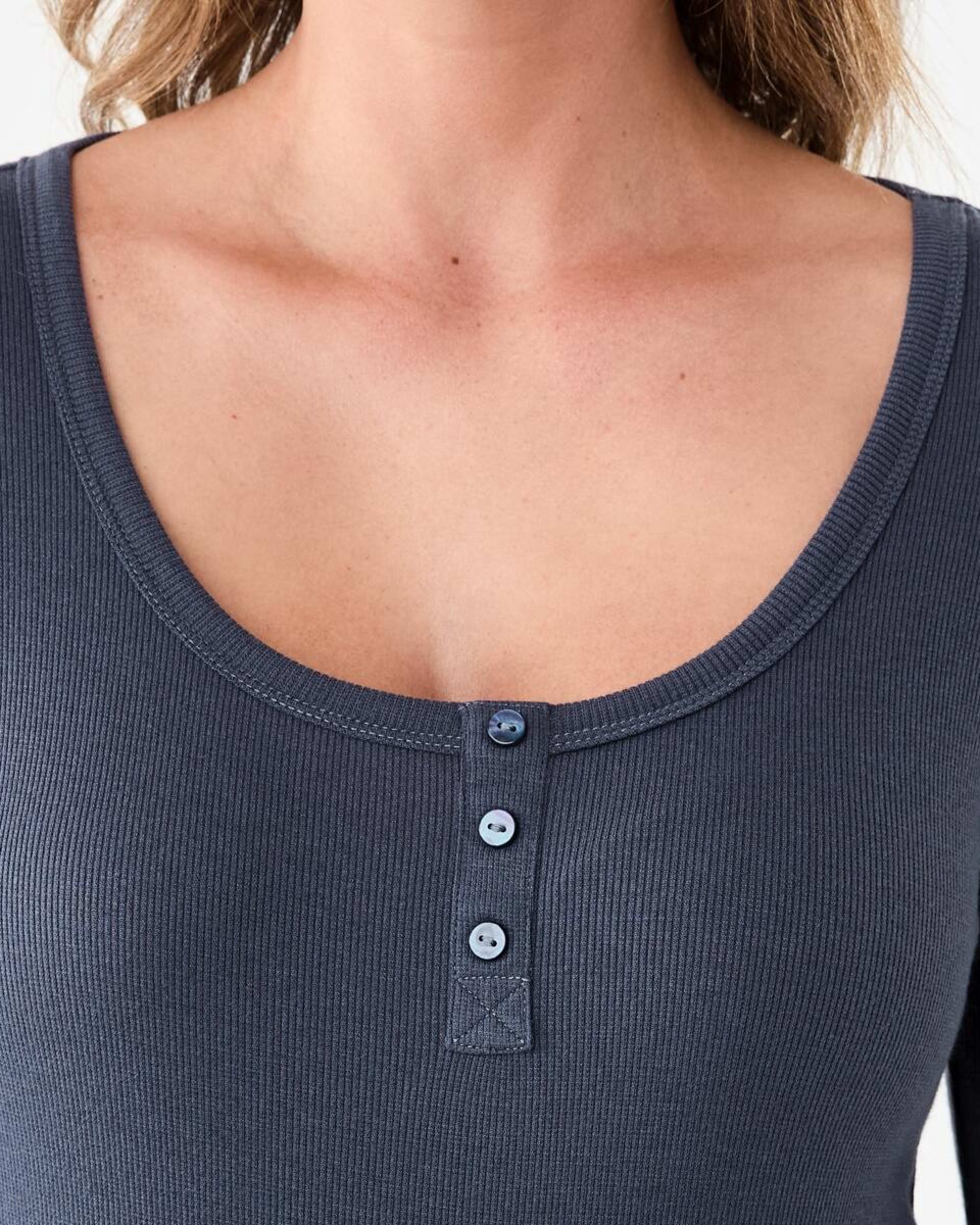 5 Long Sleeve Rib Henley Top Shadw Navy, 5 of 6