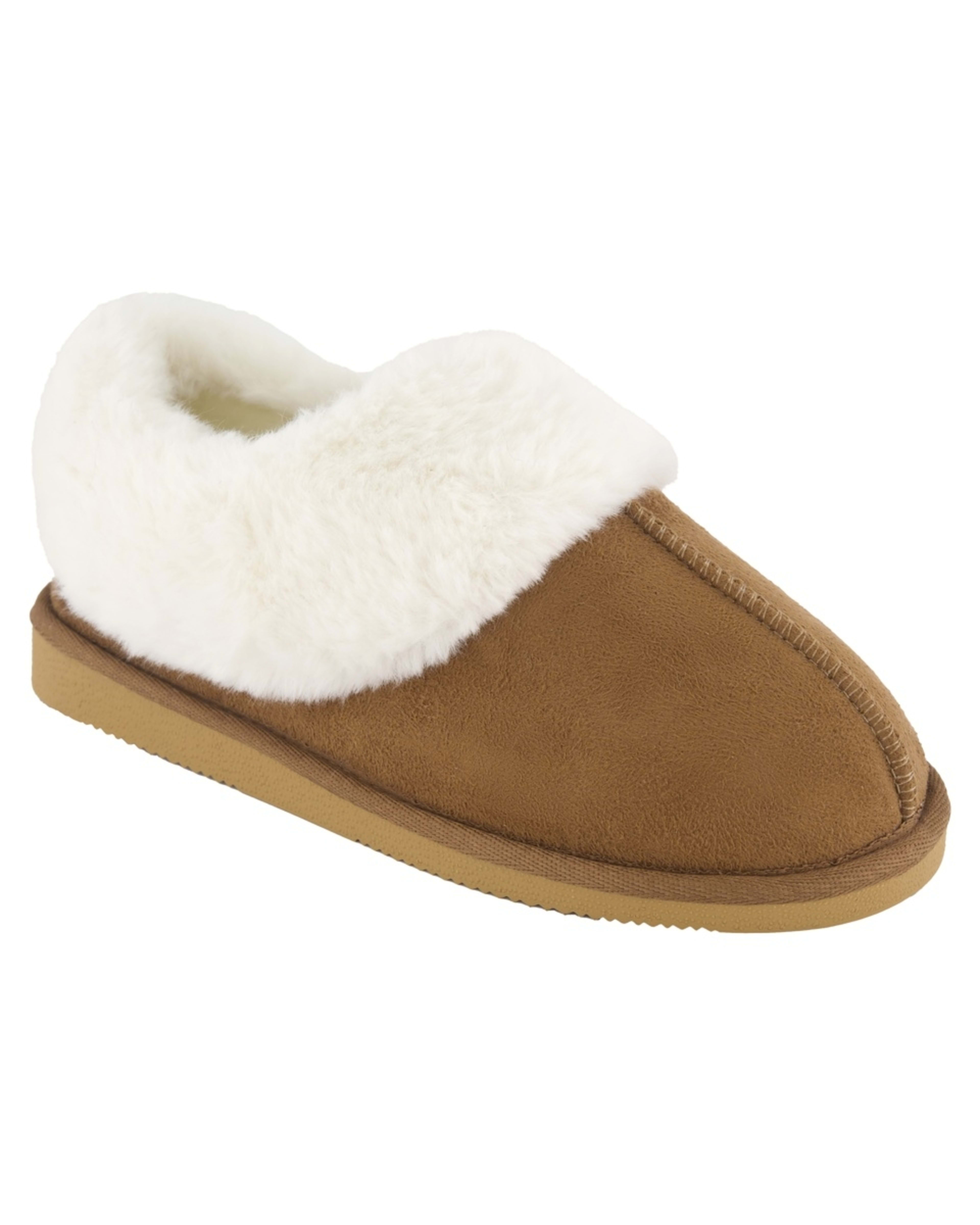 1 Comfort Microsuede Slippers Chestnut, 1 of 3