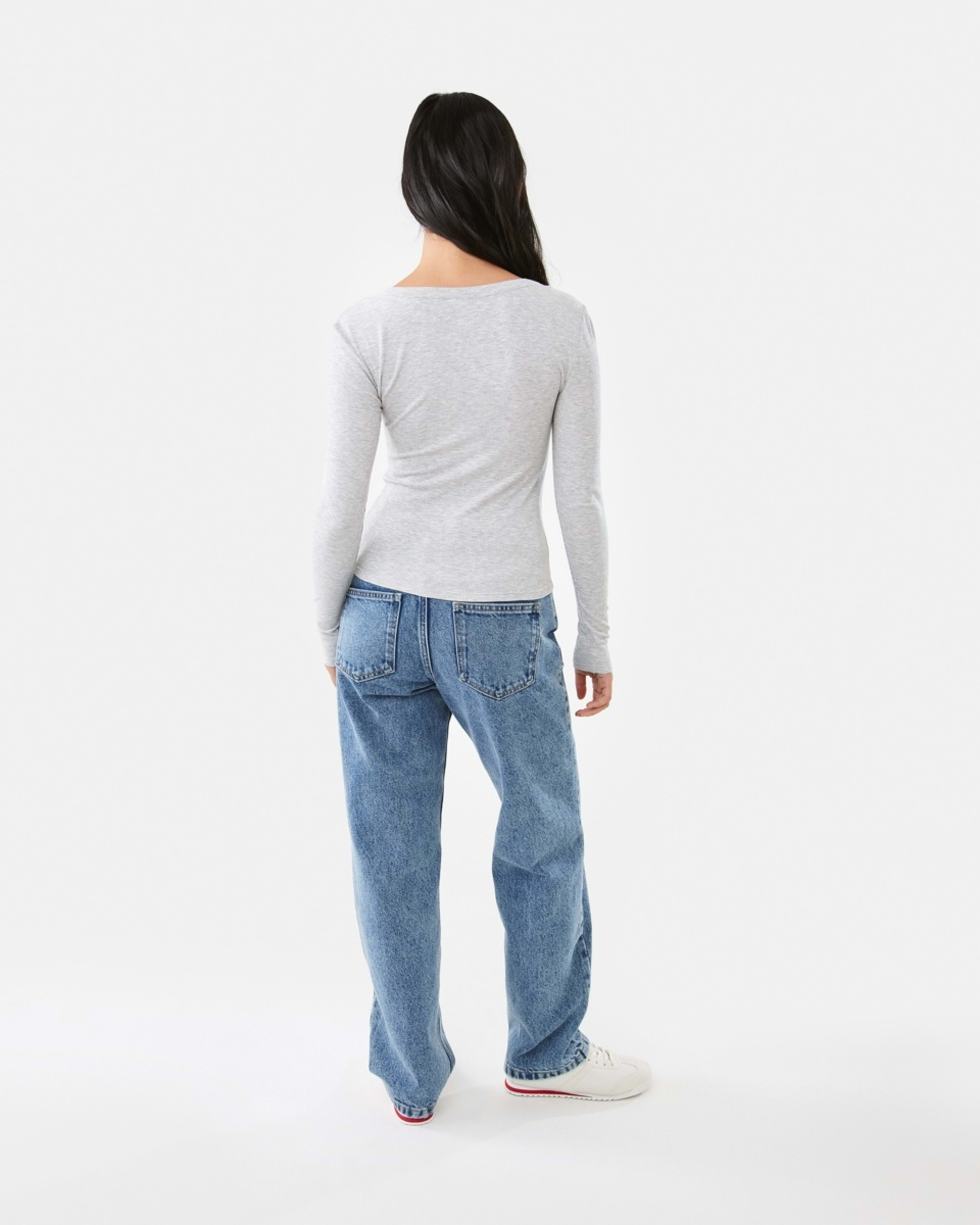 6 Long Sleeve Rib Henley Top Slvr Marle, 6 of 8