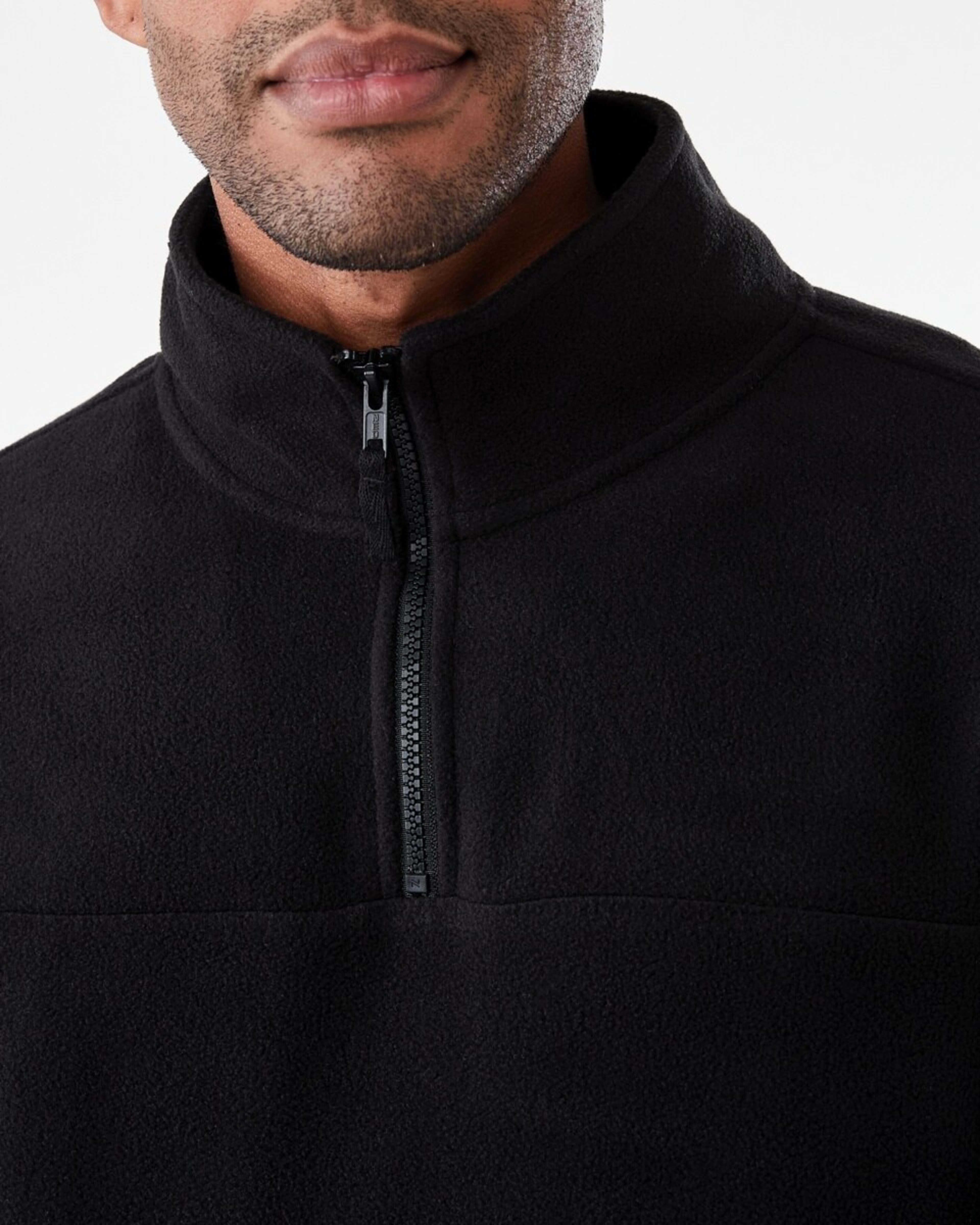 5 Active Mens Polar Fleece Quarter Zip Long Sleeve Black W25, 5 of 6