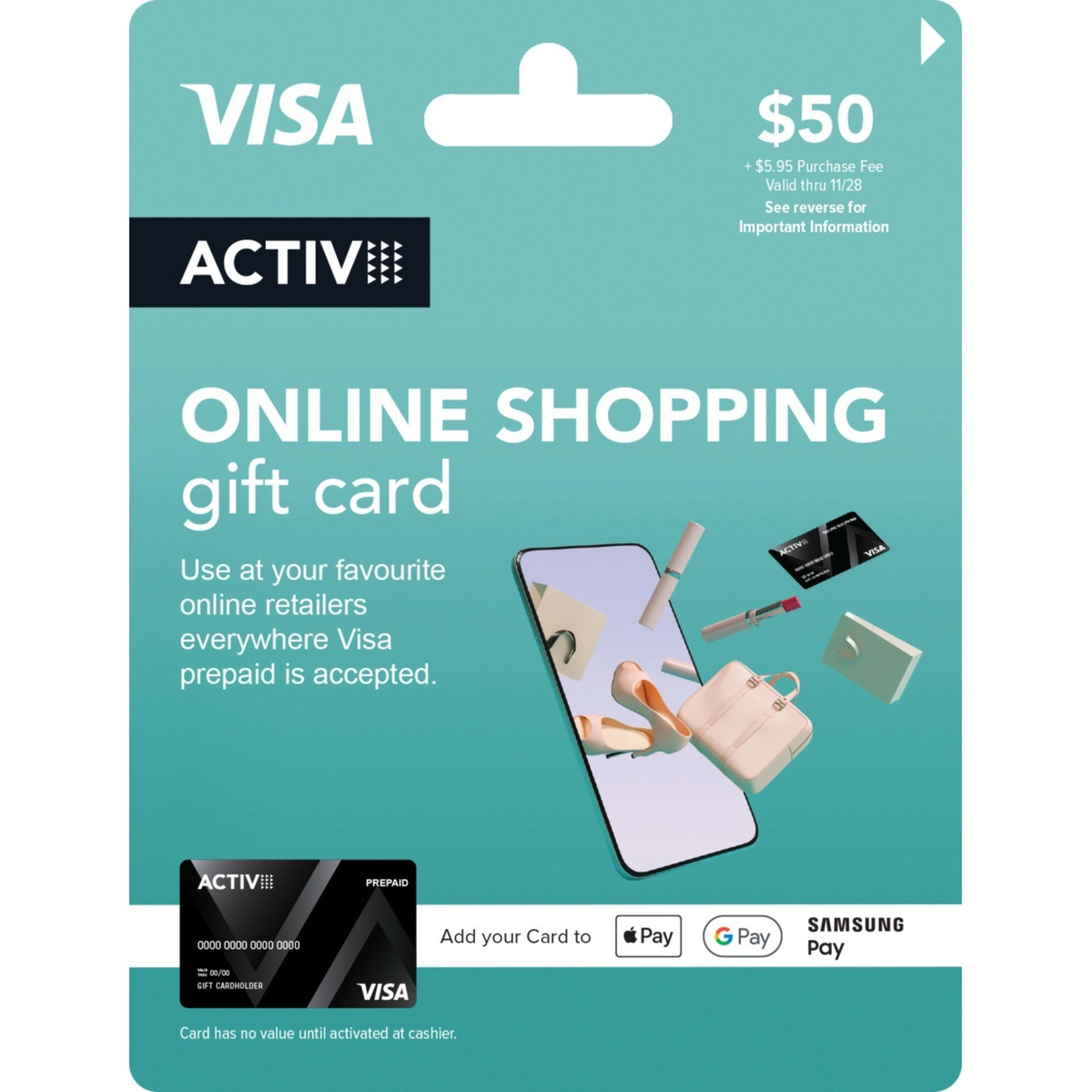 1 Activ VISA $50 Online Shopping Gift Card