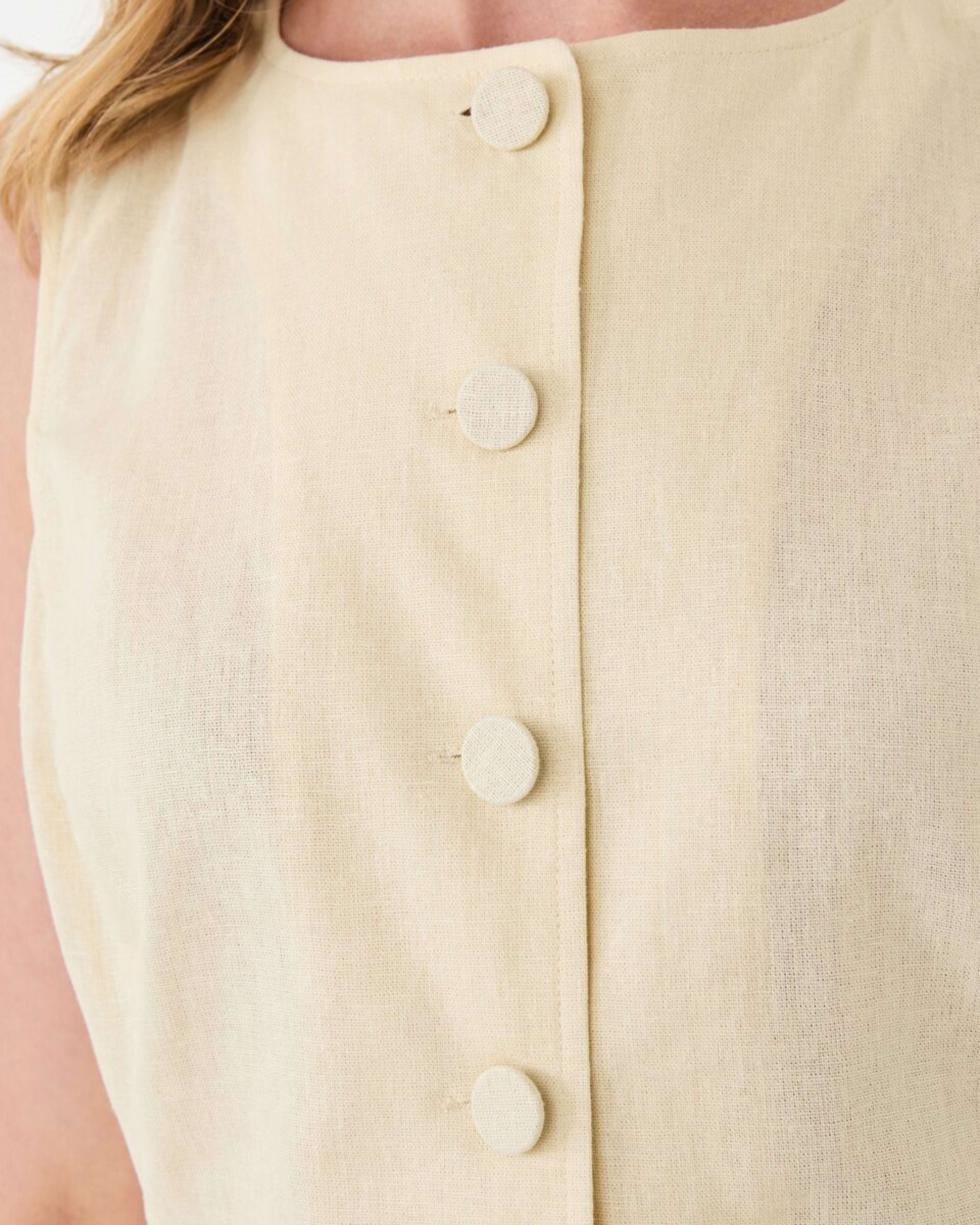 5 Sleeveless Crew Neck Linen Blend Waistcoat Ylw Straw, 5 of 6