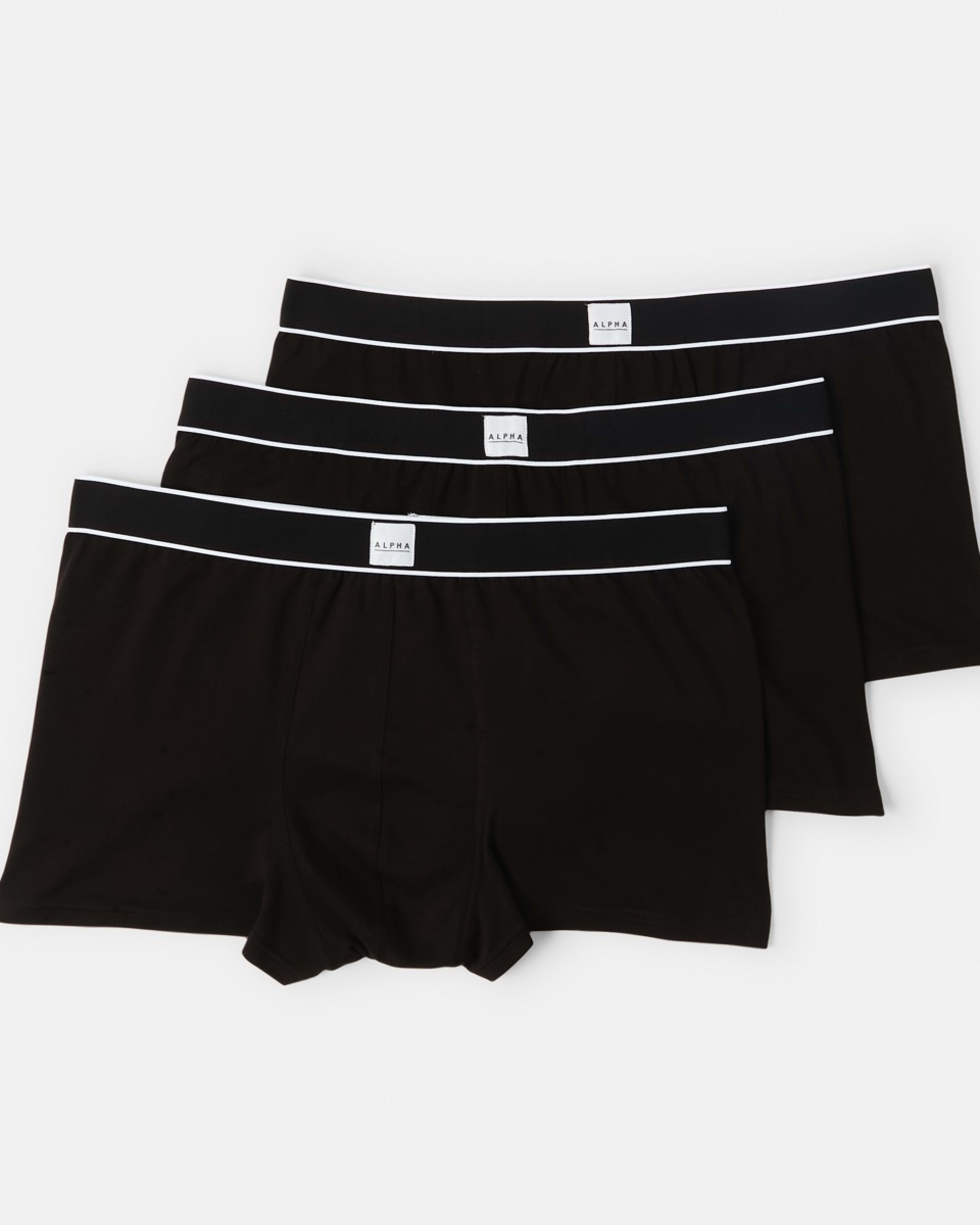 1 3 Pack Men's Larger Size Extended Trunks Black