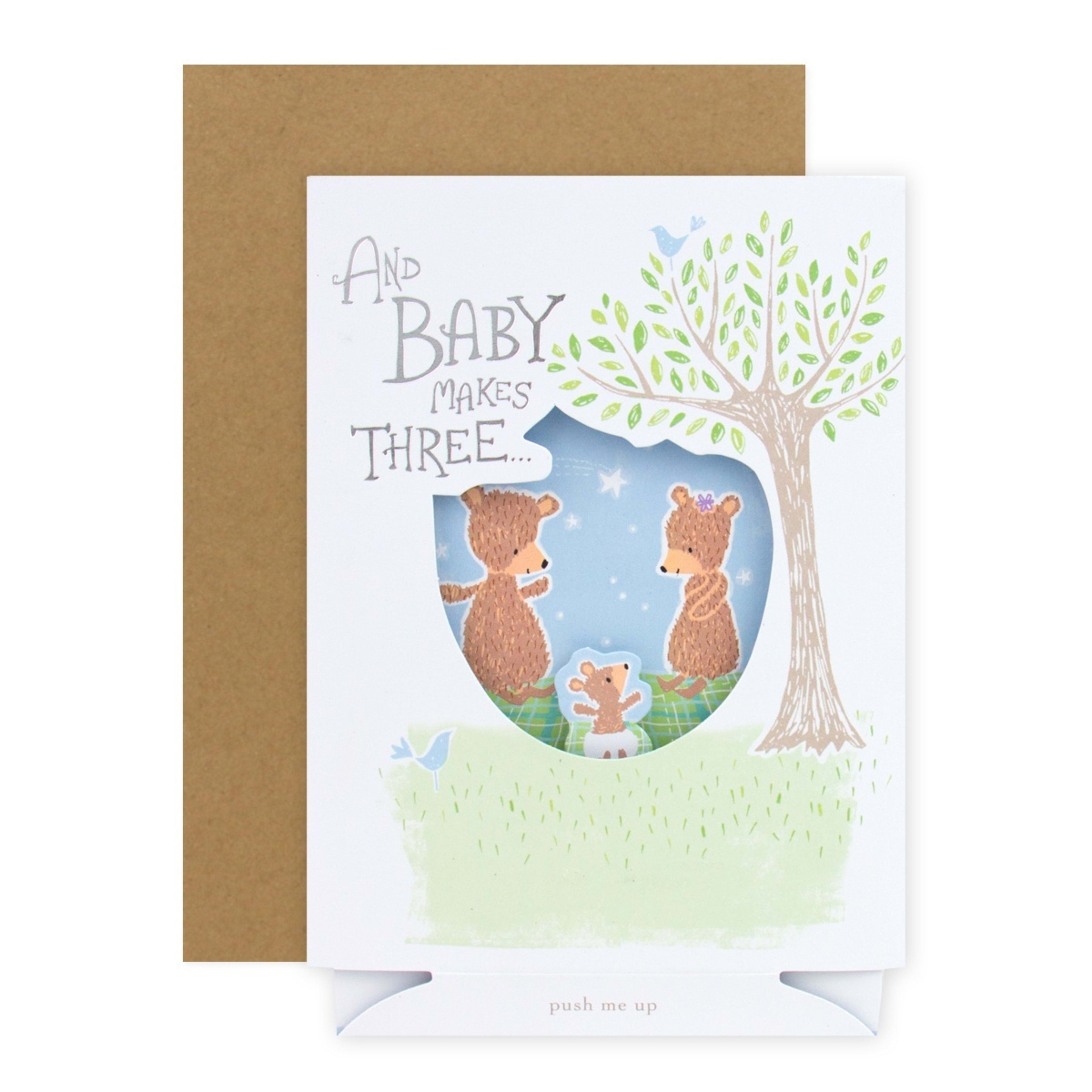 1 Connections from Hallmark 3D Push-Up Baby Celebration Card - Bear Family