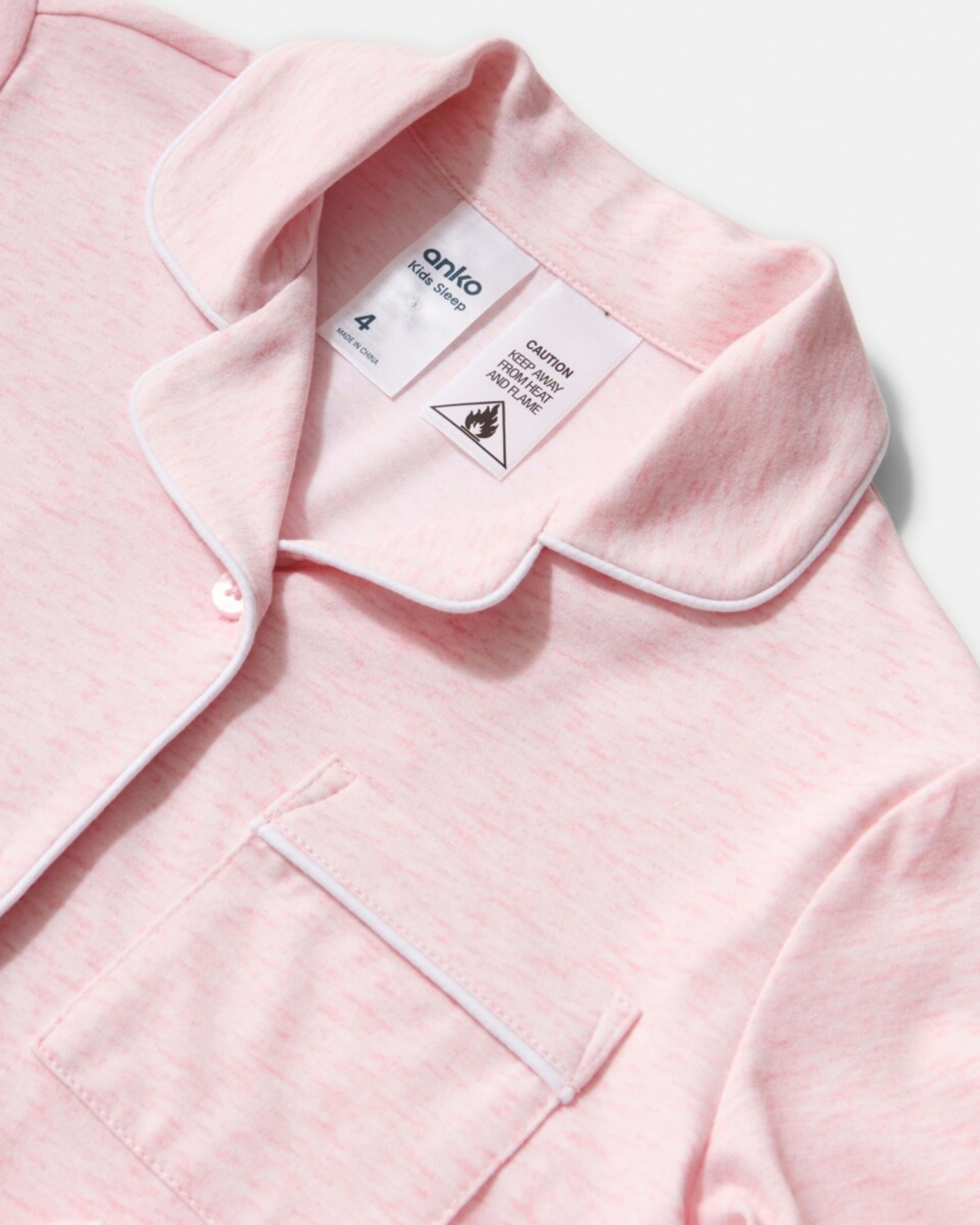 5 Button Through Pyjama Set Pnk Marle, 5 of 6
