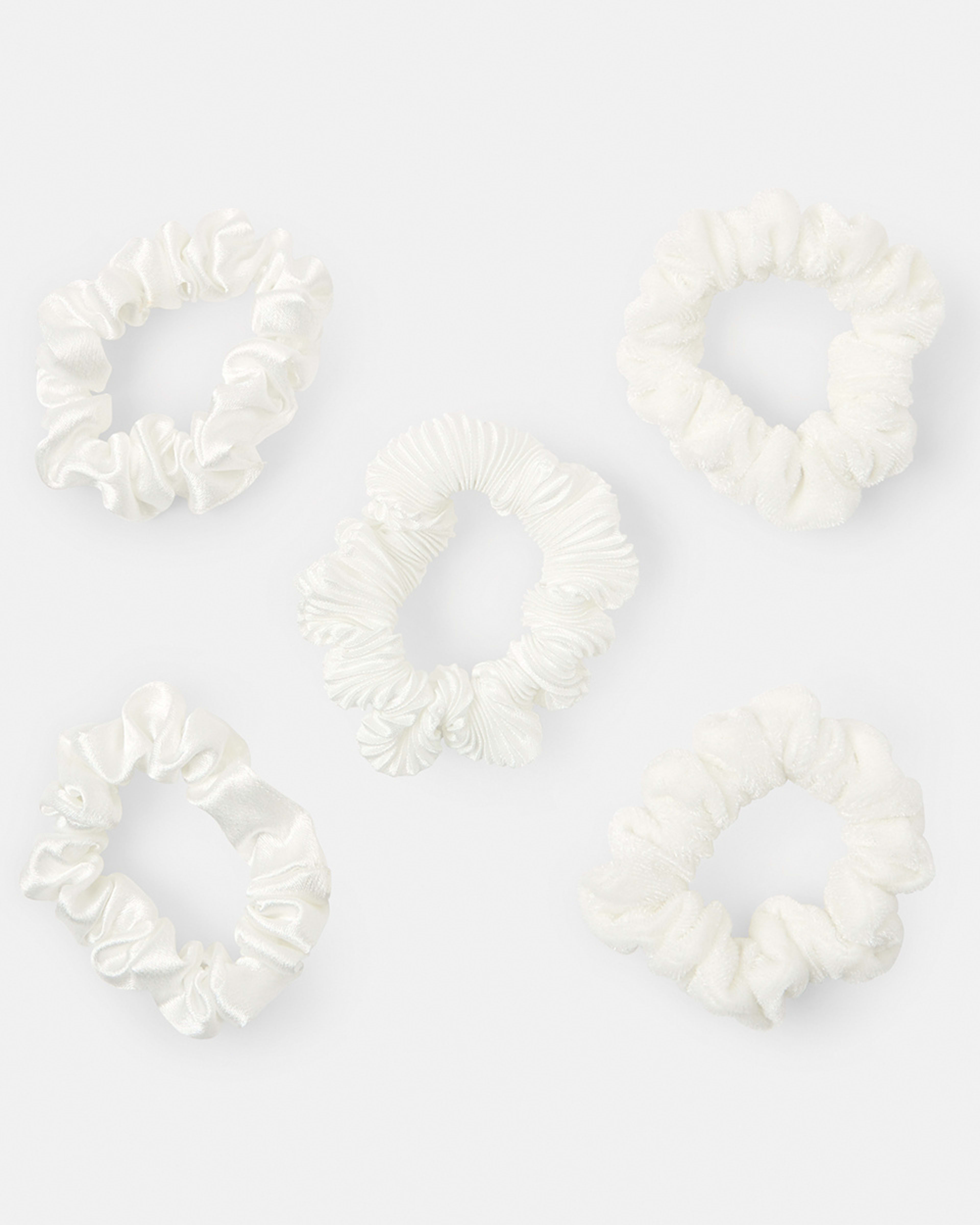 1 5 Pack Mini Textured Hair Scrunchies Acc White, 1 of 5
