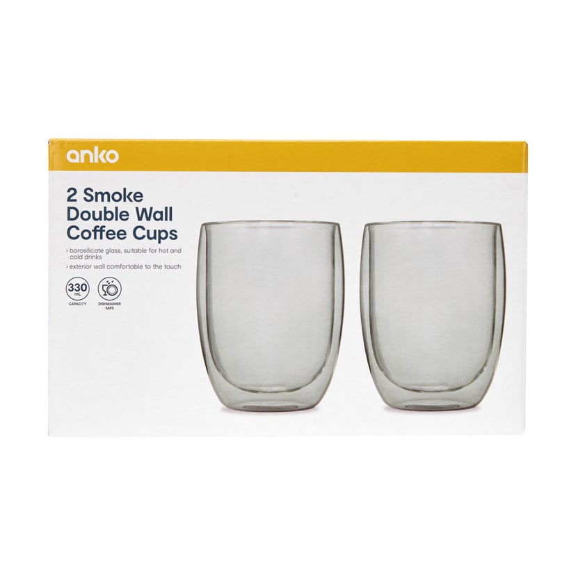 2 Smoke Double Wall Coffee Cups Kmart