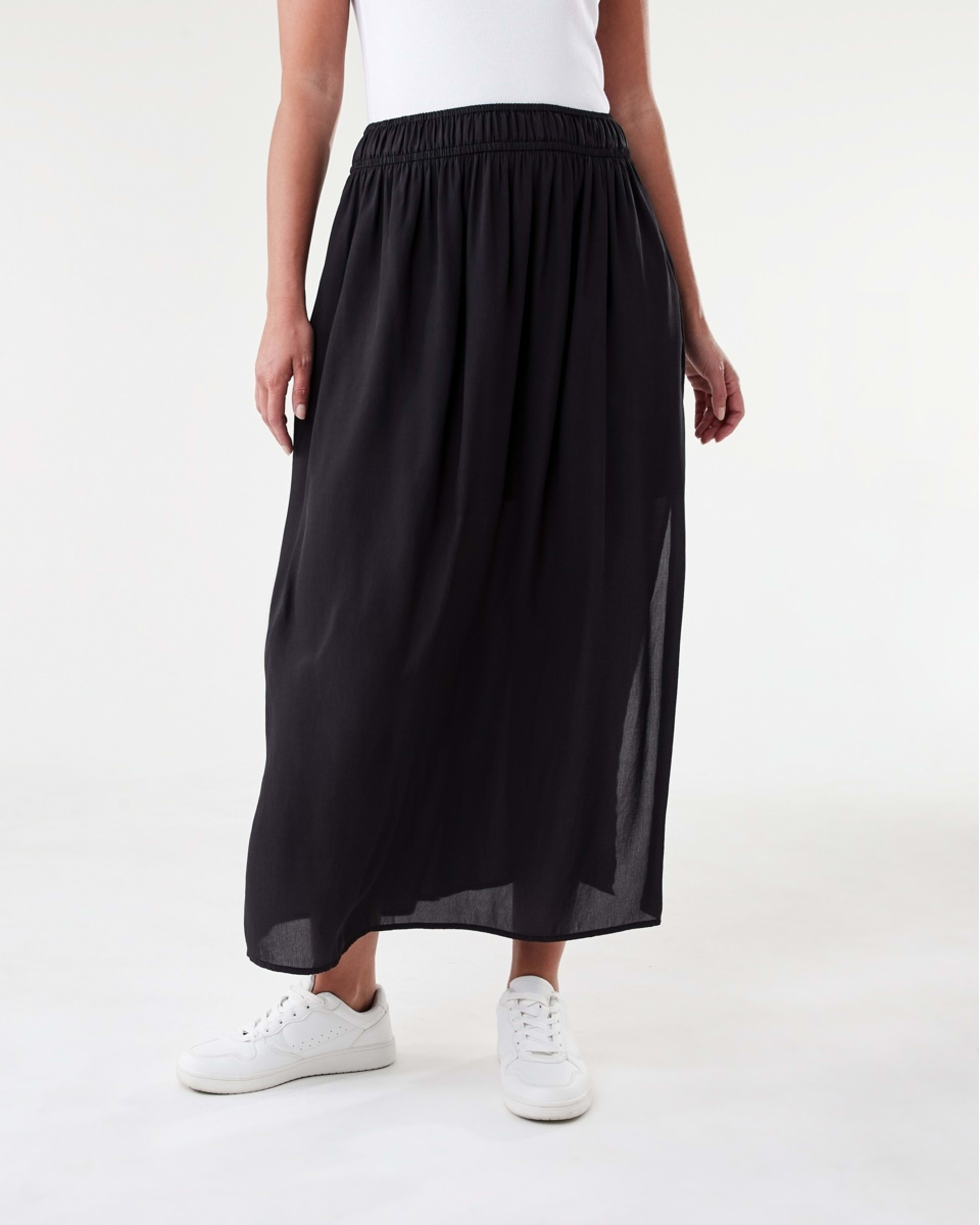 1 Sheer Flowy Maxi Skirt Black, 1 of 6