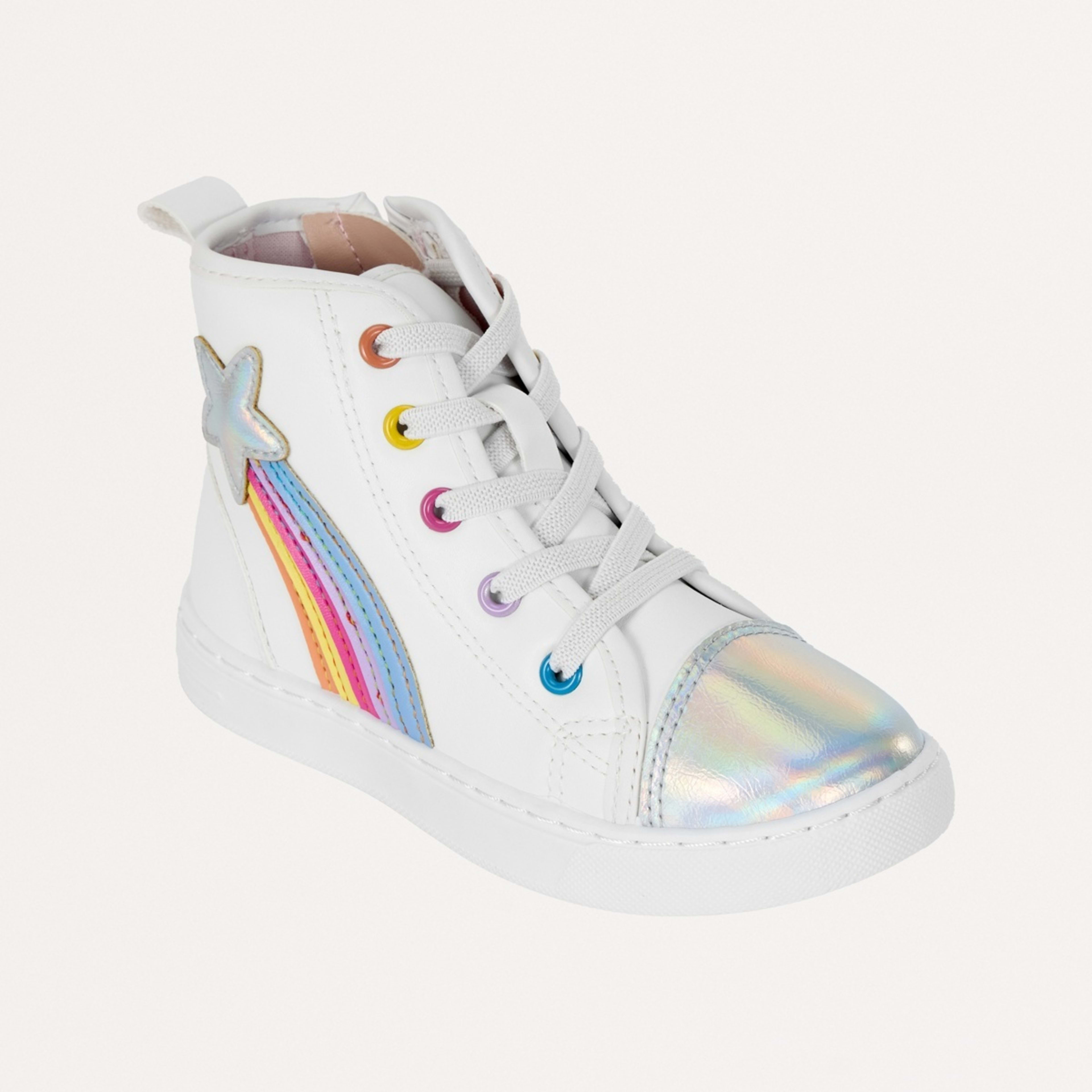 1 Junior High Top Shoes Rainbow Star White, 1 of 5