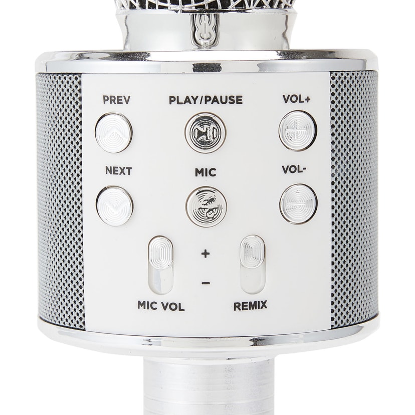 Bluetooth Karaoke Microphone with Speaker Silver Kmart