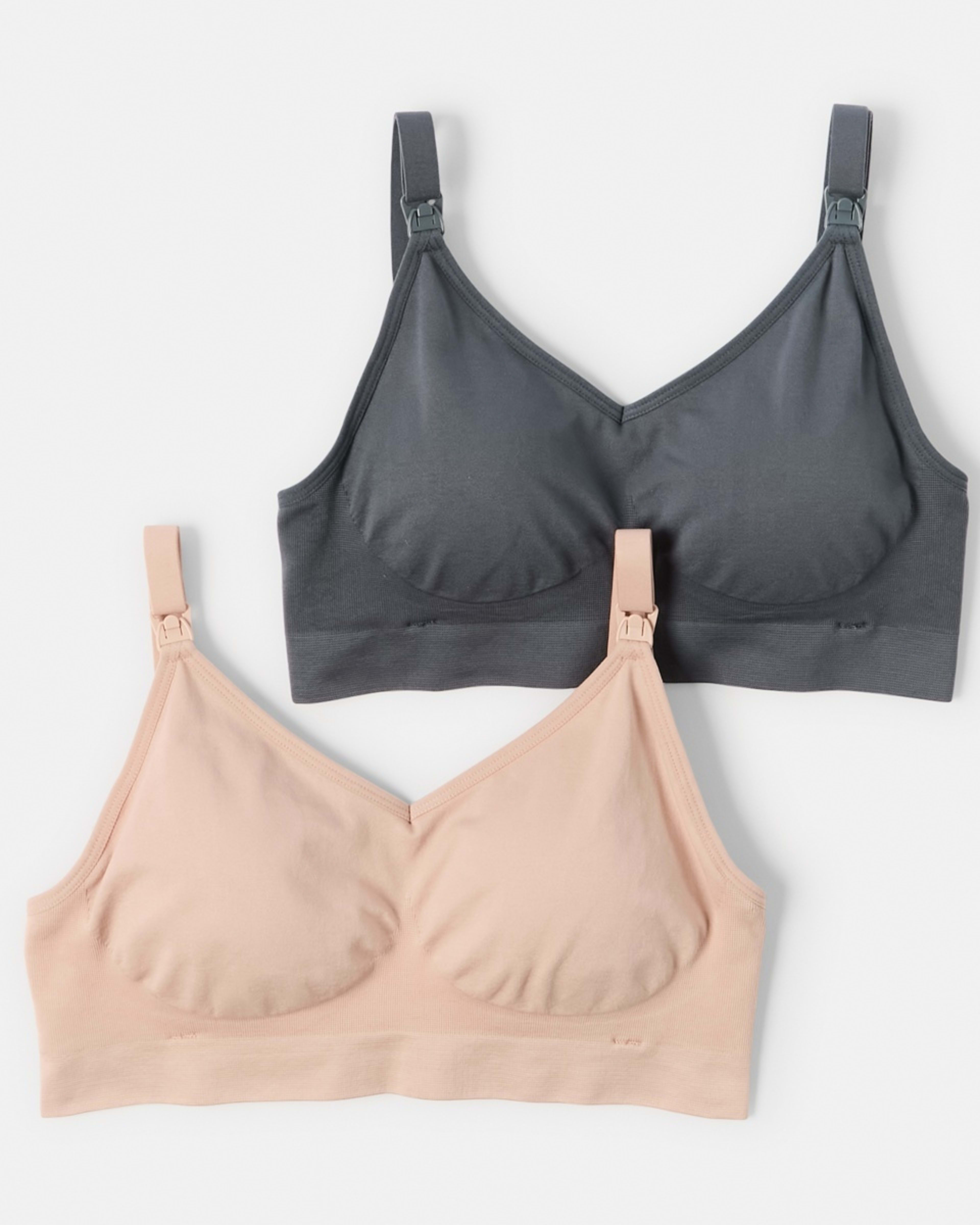 1 2 Pack Maternity Wirefree Seamfree Crop OYSTER PINK, OMBRE BLUE