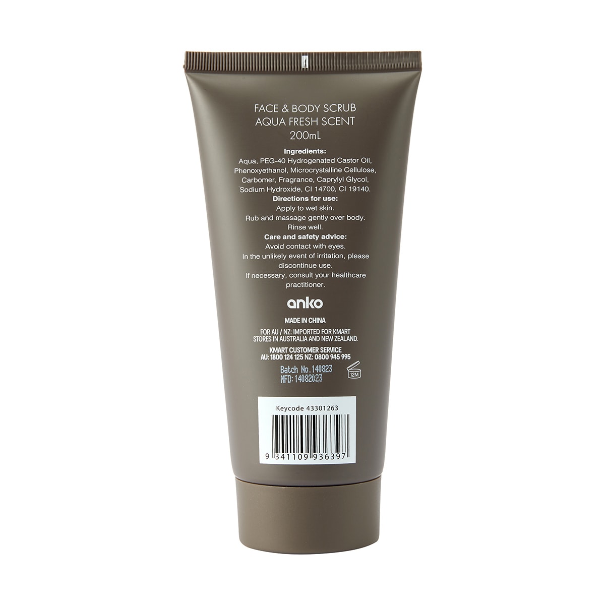 Face and Body Scrub 200ml Aqua Fresh Scent Kmart NZ