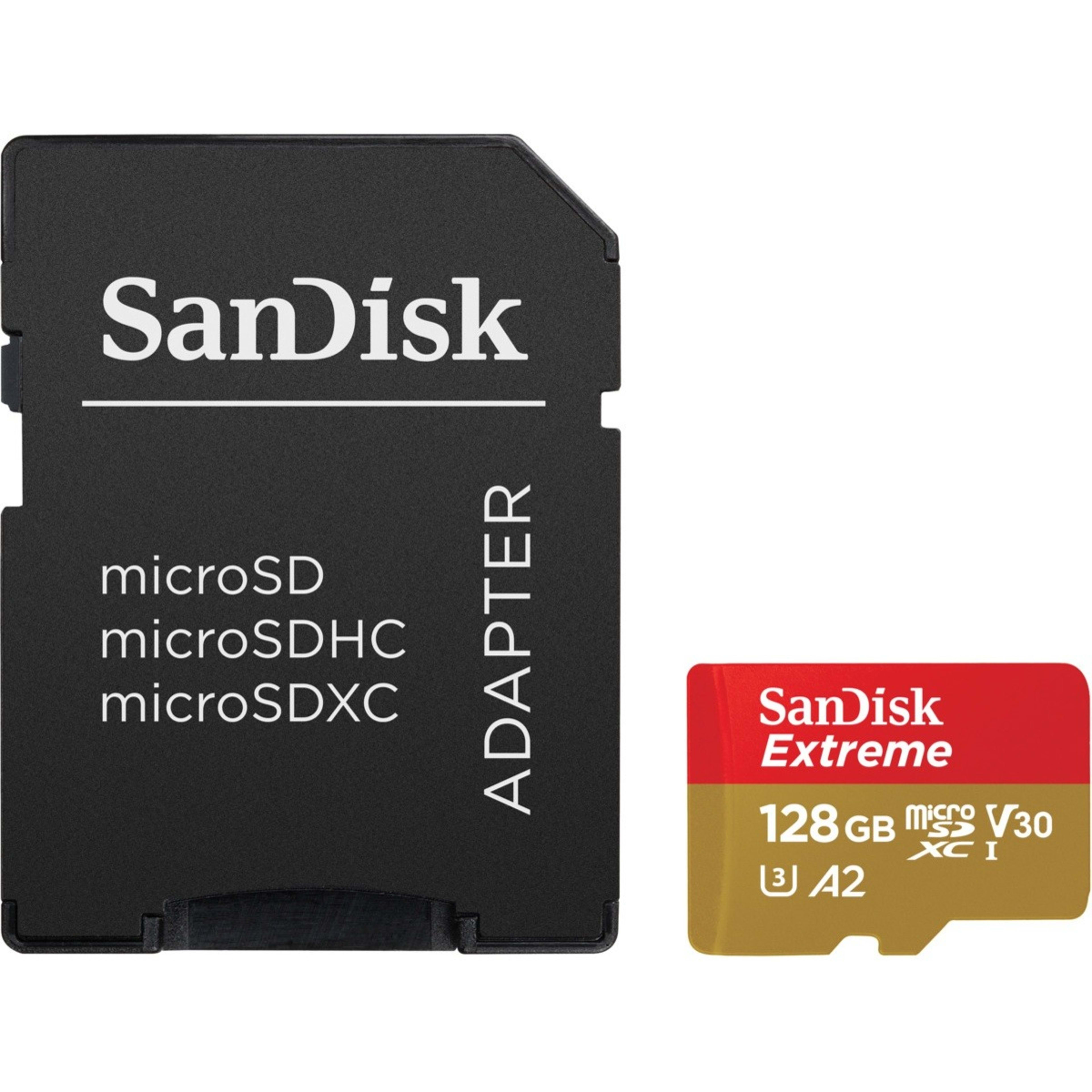 1 SanDisk Extreme MicroSD with MicroSDHC and MicroSDXC Adapter SQXAA - 128GB