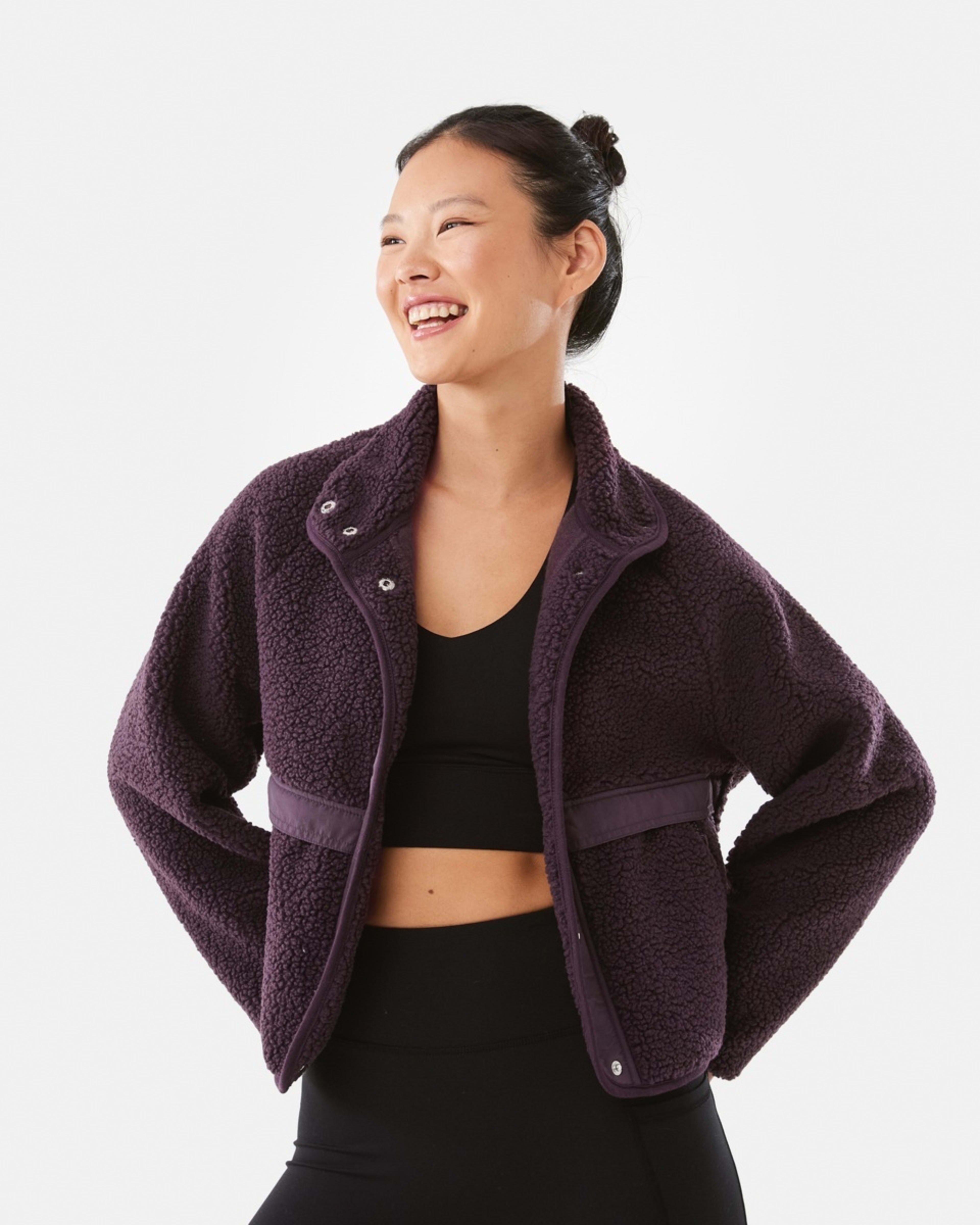1 Active Womens Sherpa Patch Jacket Pur Raisin, 1 of 8