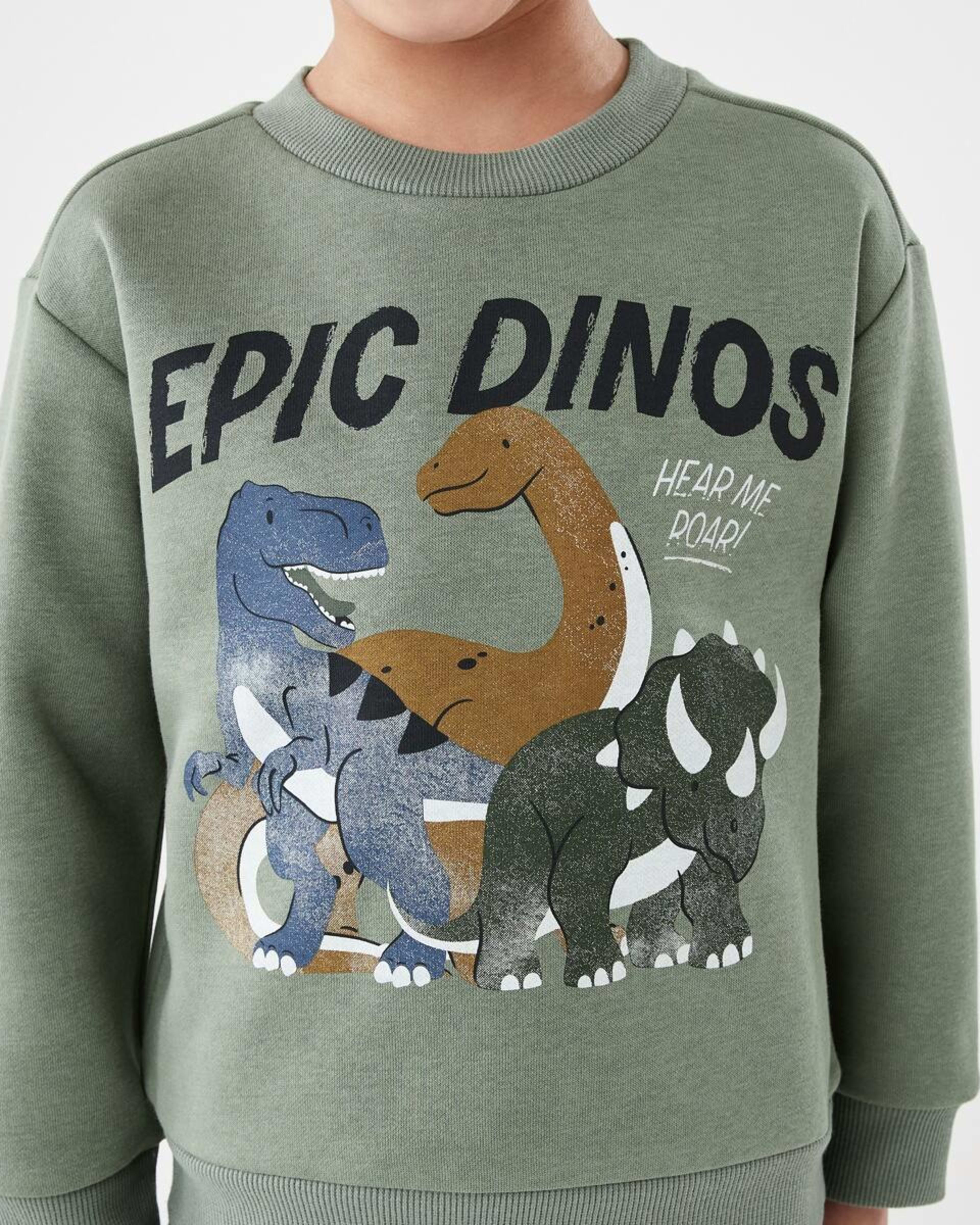 4 Print Crew Neck Sweatshirt Grn Dino, 4 of 6