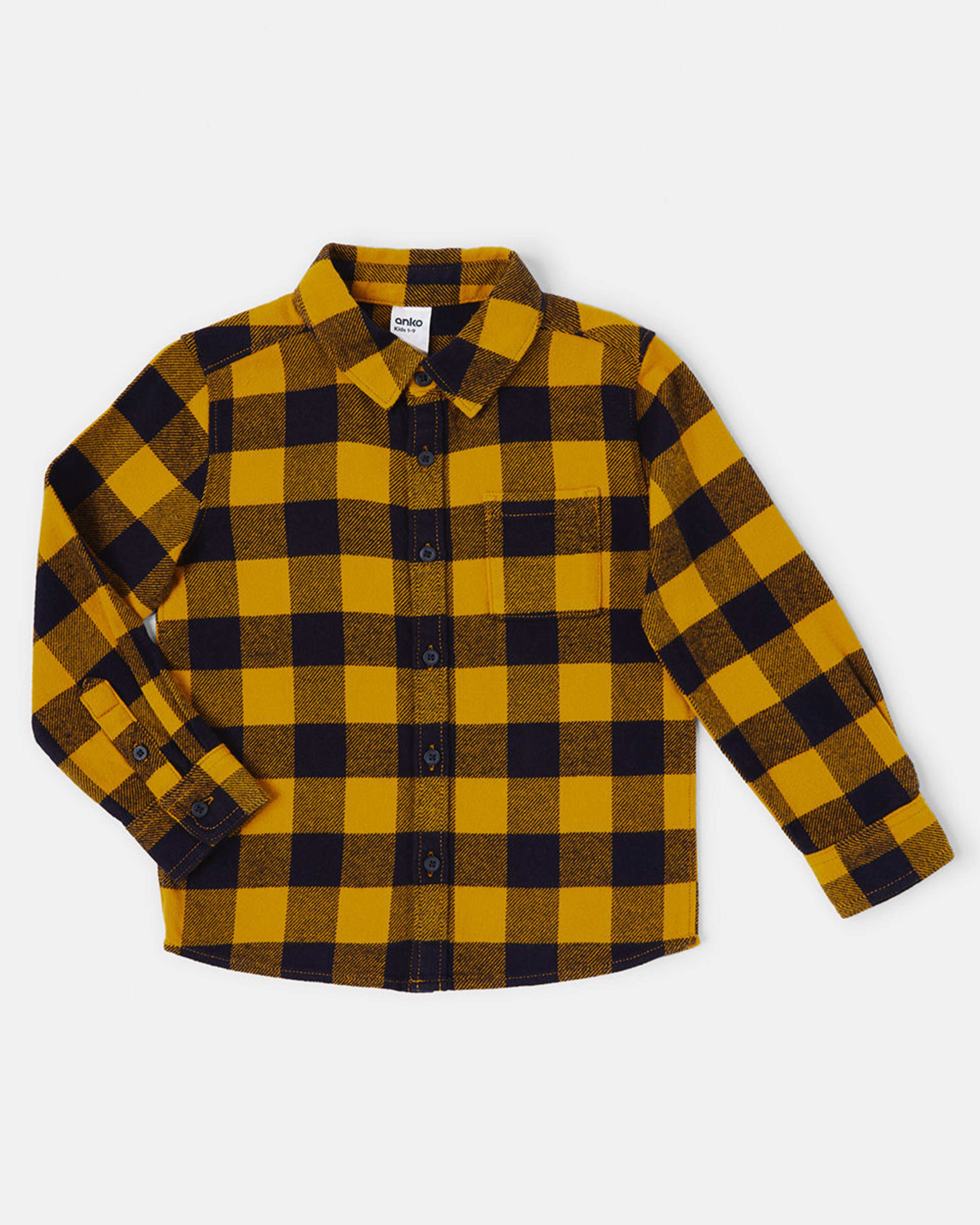 8 Yarn Dye Flannelette Shirt Ylw Check, 8 of 9