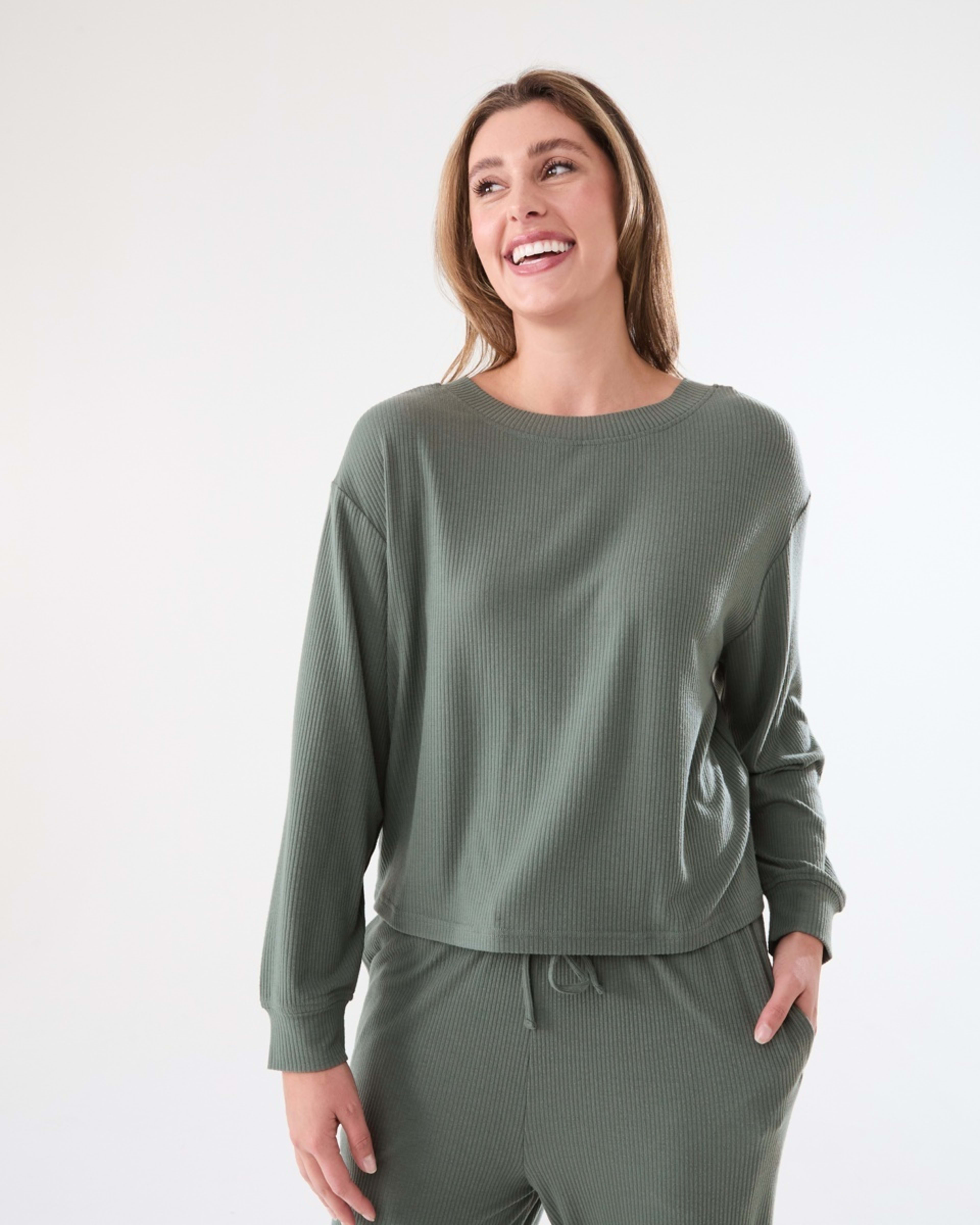 2 Brushed Rib Reversible Top Smke Green, 2 of 8
