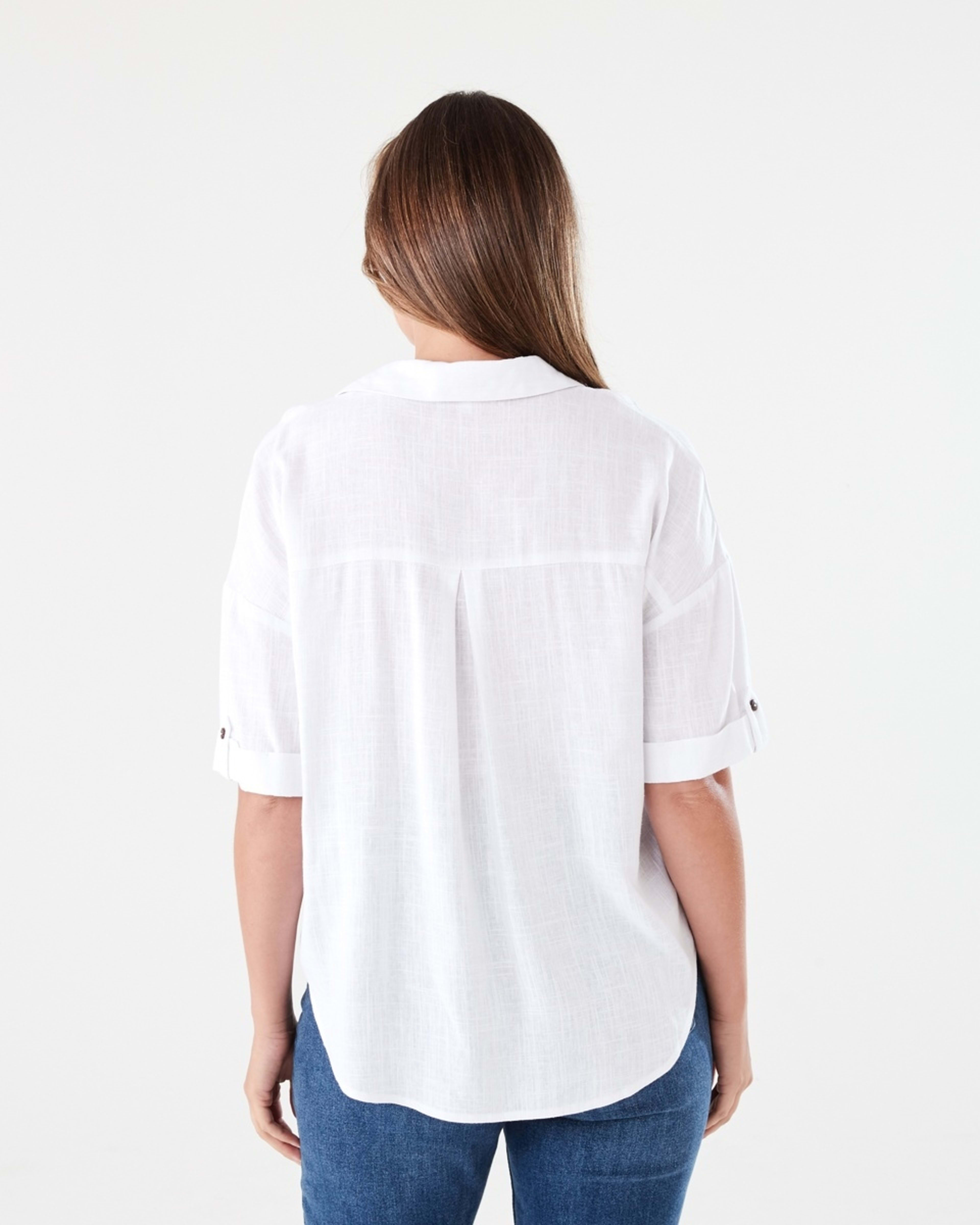 3 Short Sleeve Roll Sleeve Tab Shirt WHITE, 3 of 6