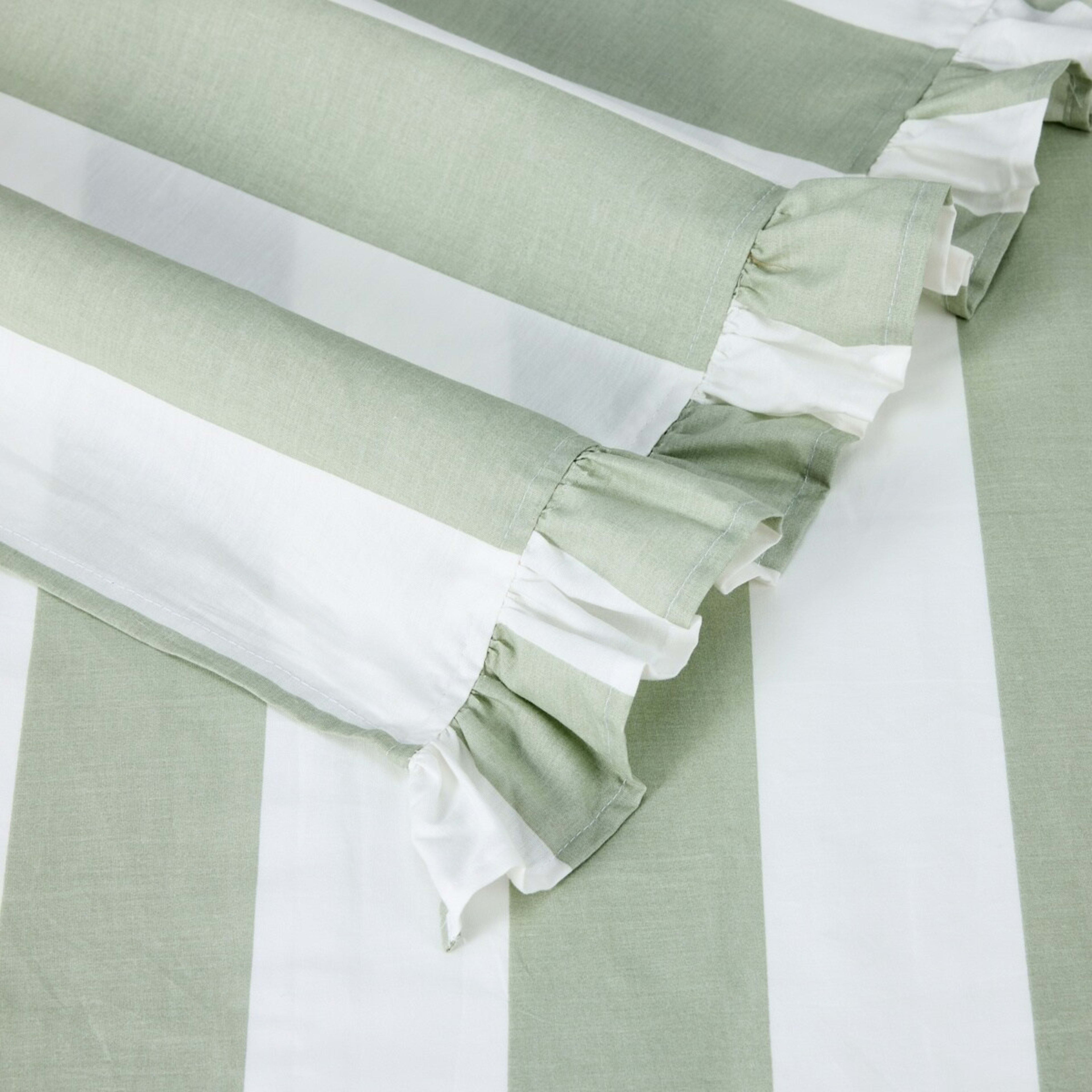 4 250 Thread Count Cotton Ruffle Sheet Set - Double Bed, Sage, 4 of 7