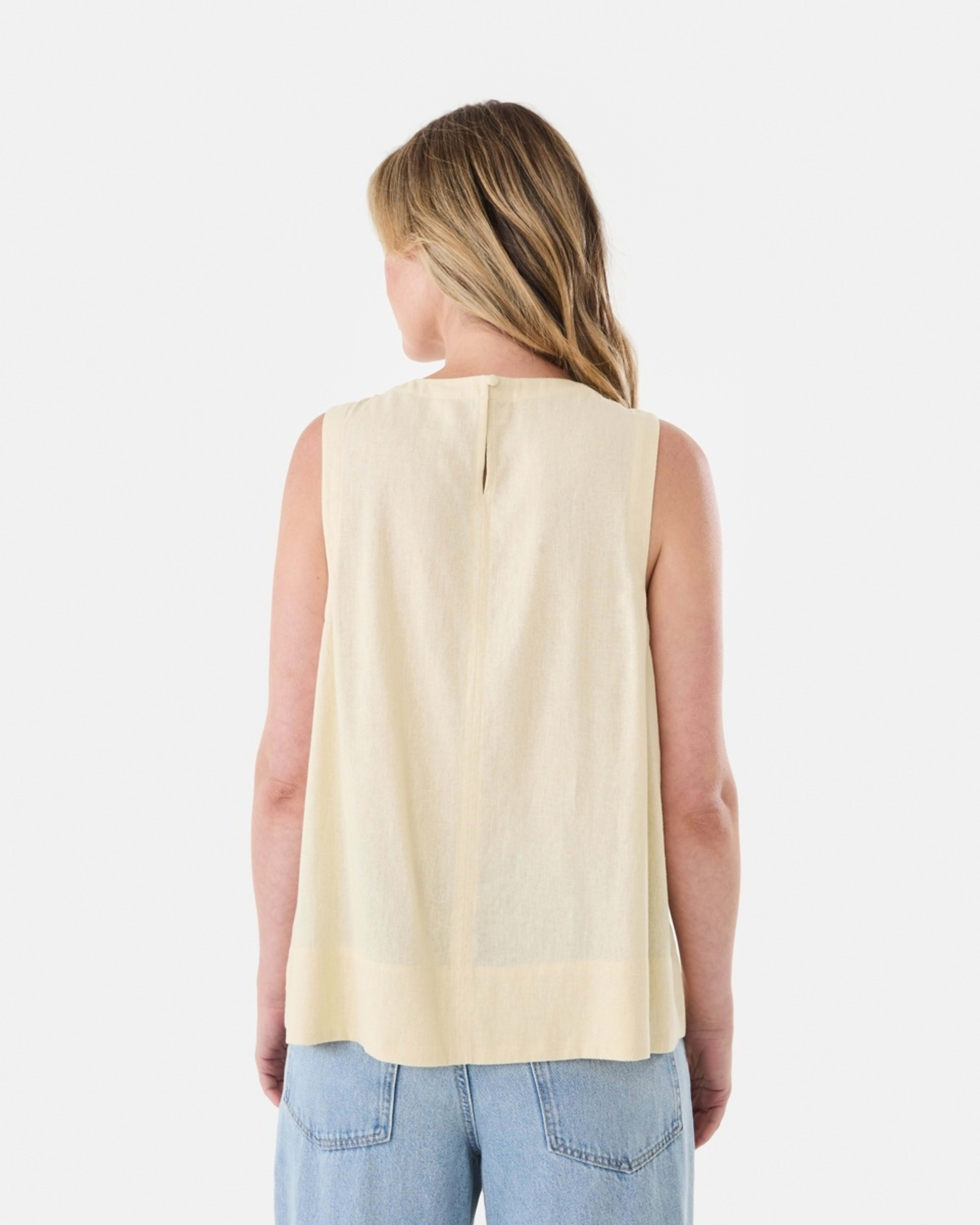 3 Sleeveless Linen Blend Swing Top Ylw Straw, 3 of 6
