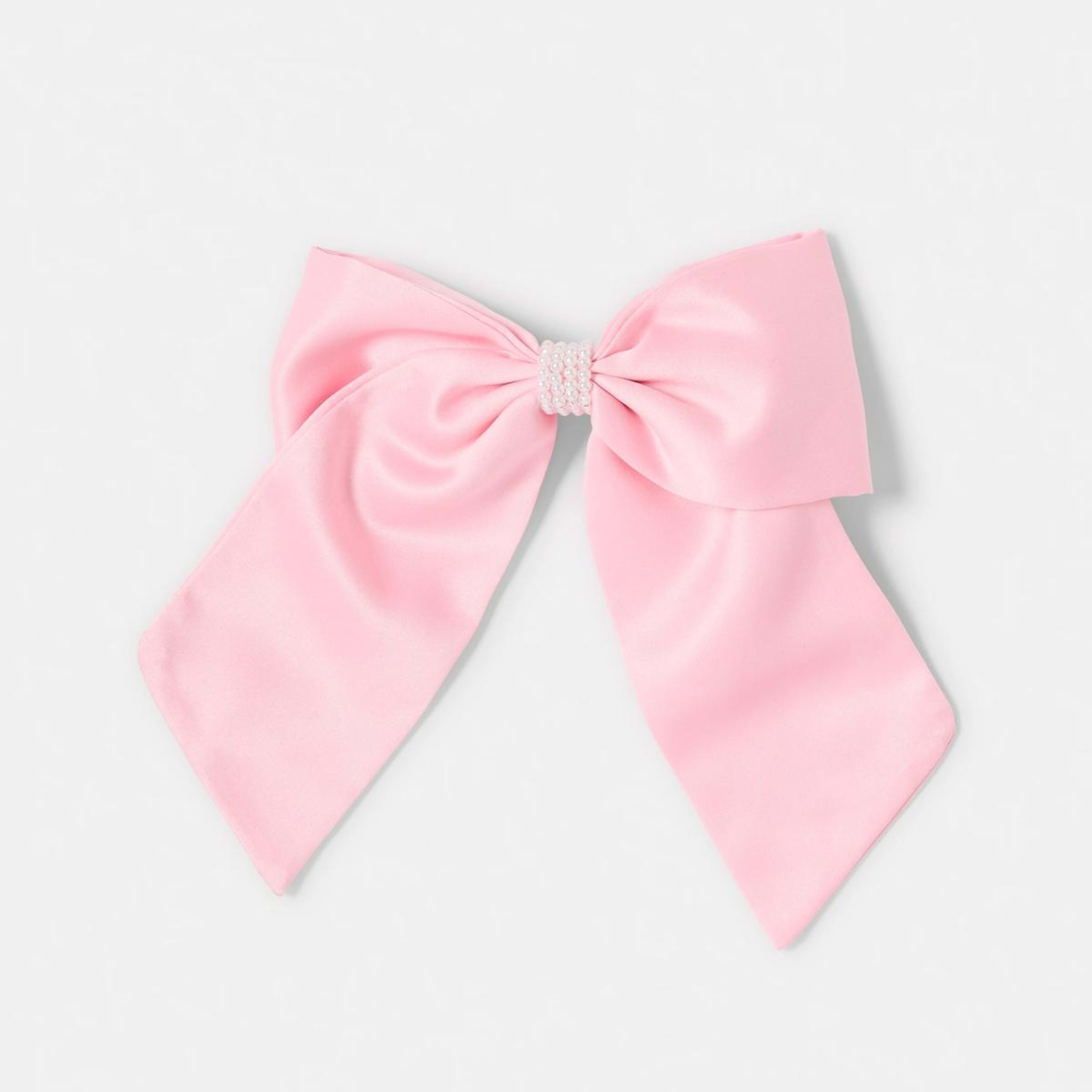 1 Pink Satin Bow Hair Clip