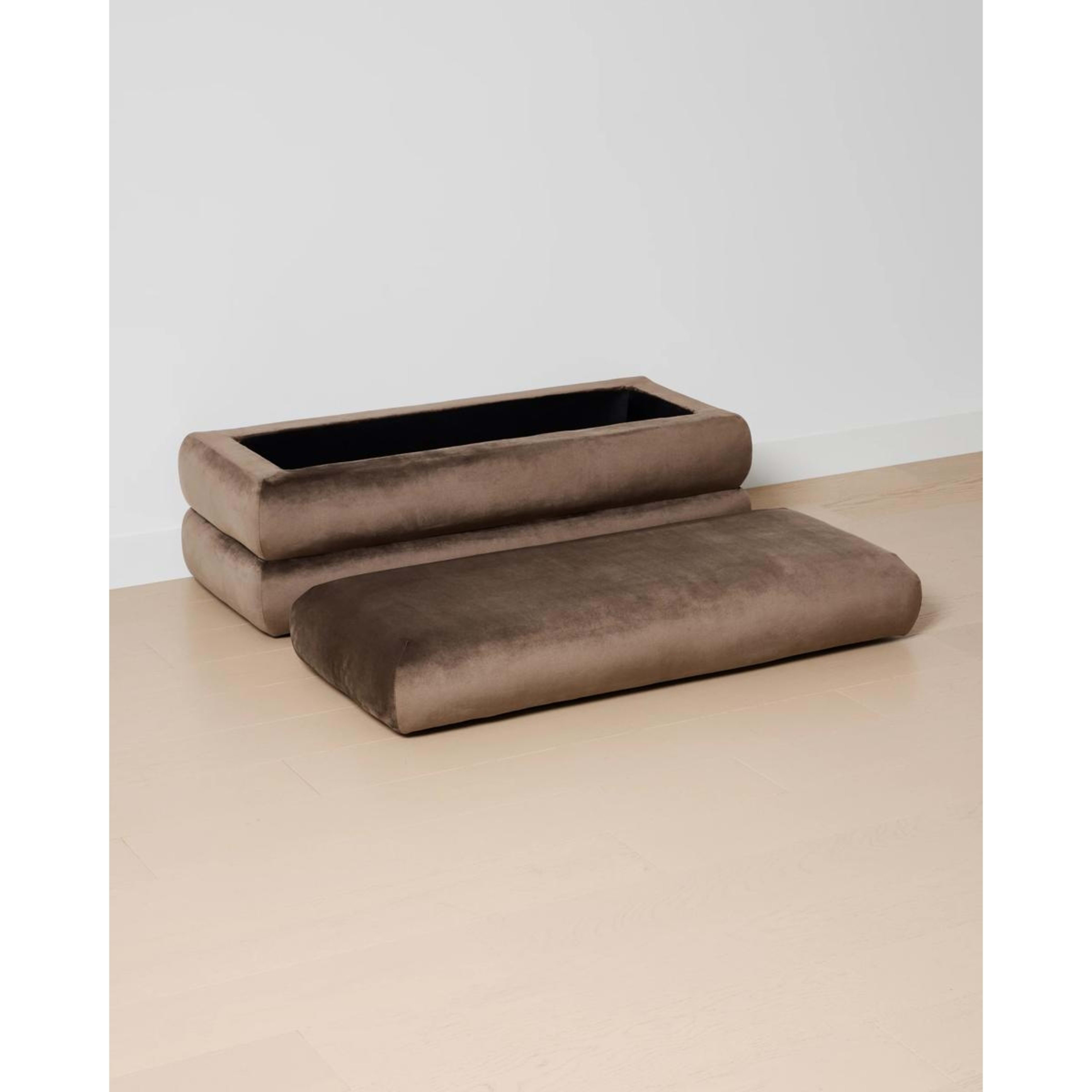 3 Aleks Velvet Storage Bench - Chocolate, 3 of 8