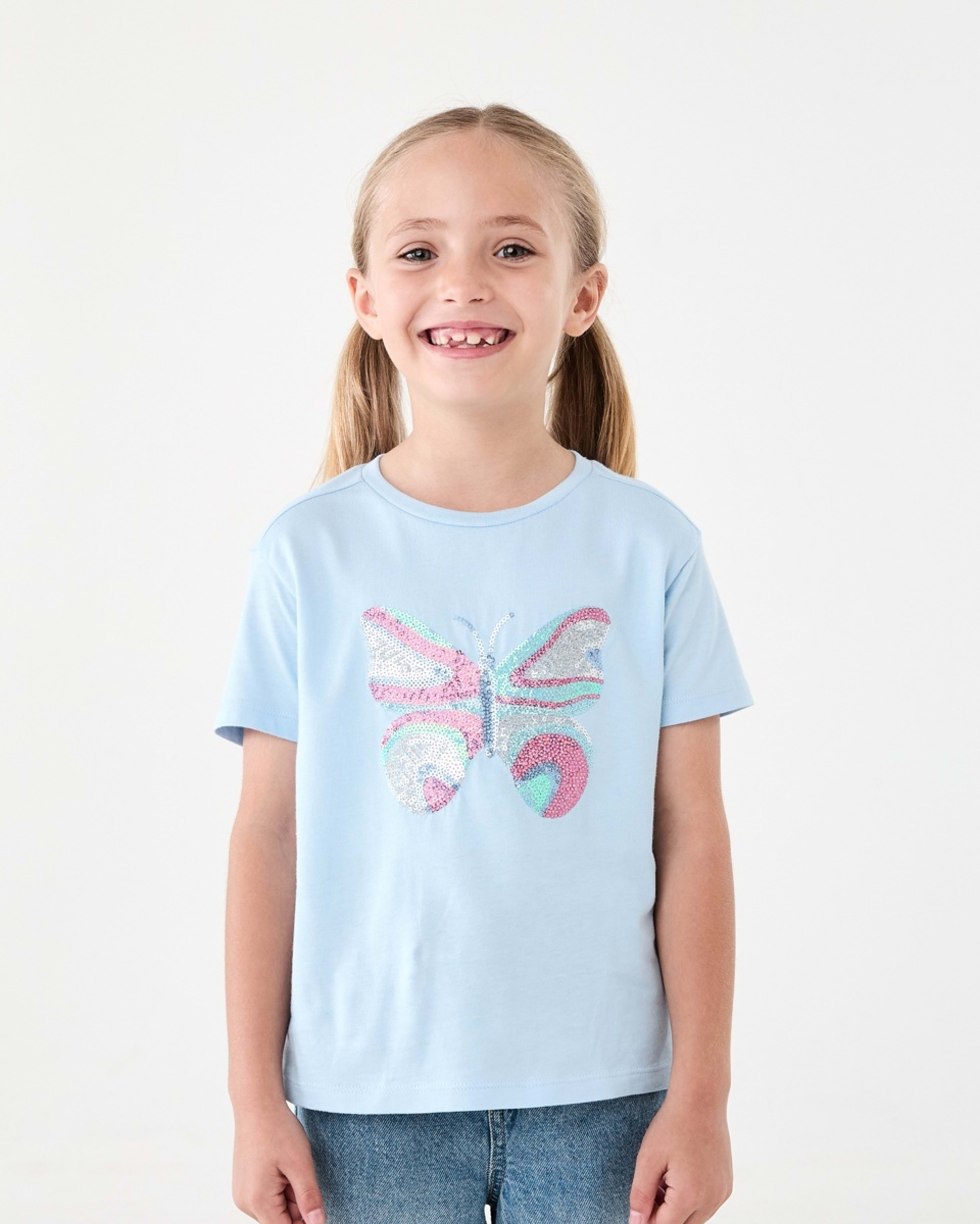 1 Short Sleeve Sequin T-shirt Butterfly