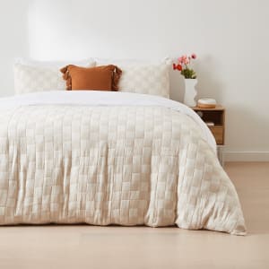 Lennox Cotton Quilt Cover Set - King Bed, Off White