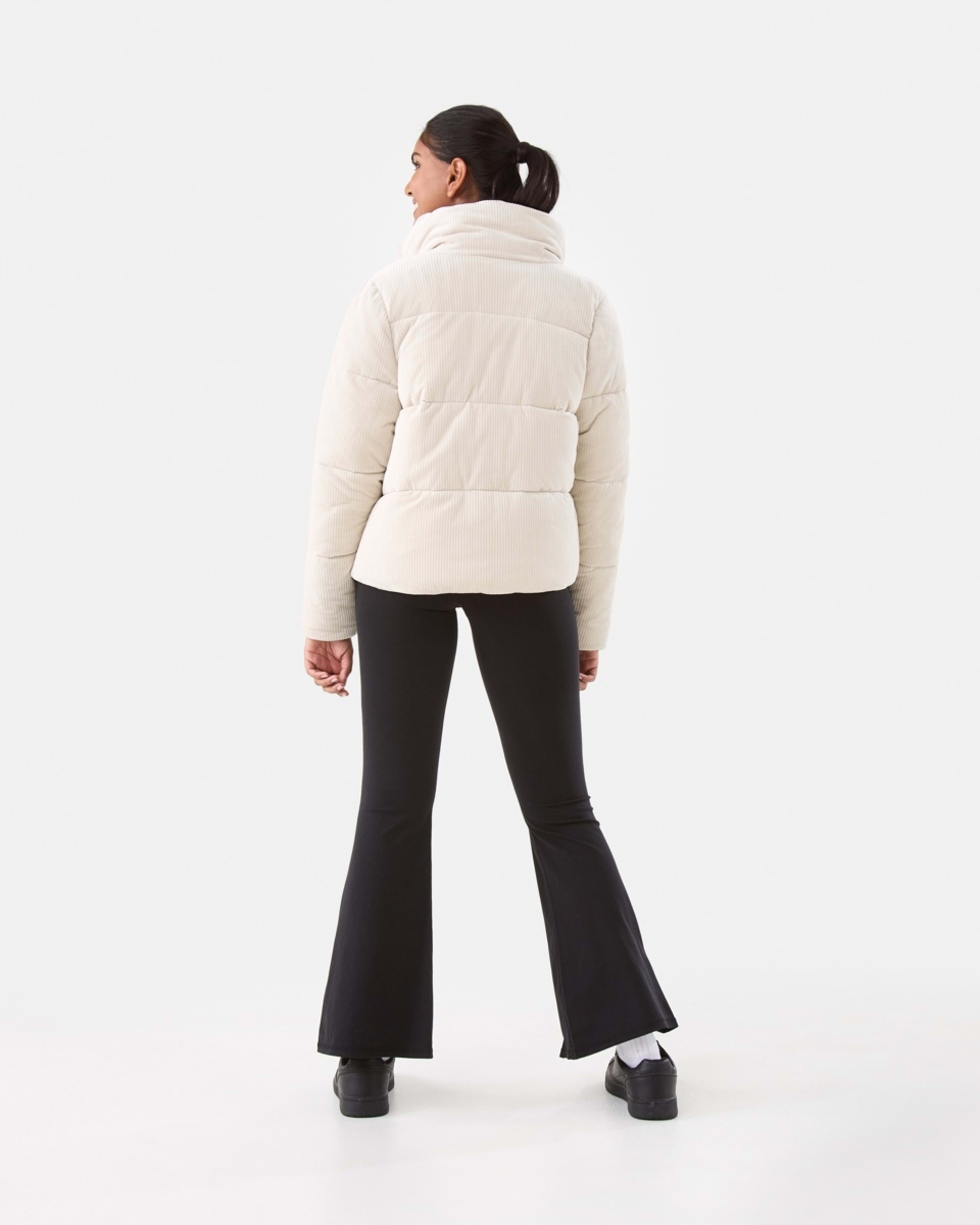 5 Everlast Womens Ribbed Velour Puffer Jacket Cool Beige, 5 of 9