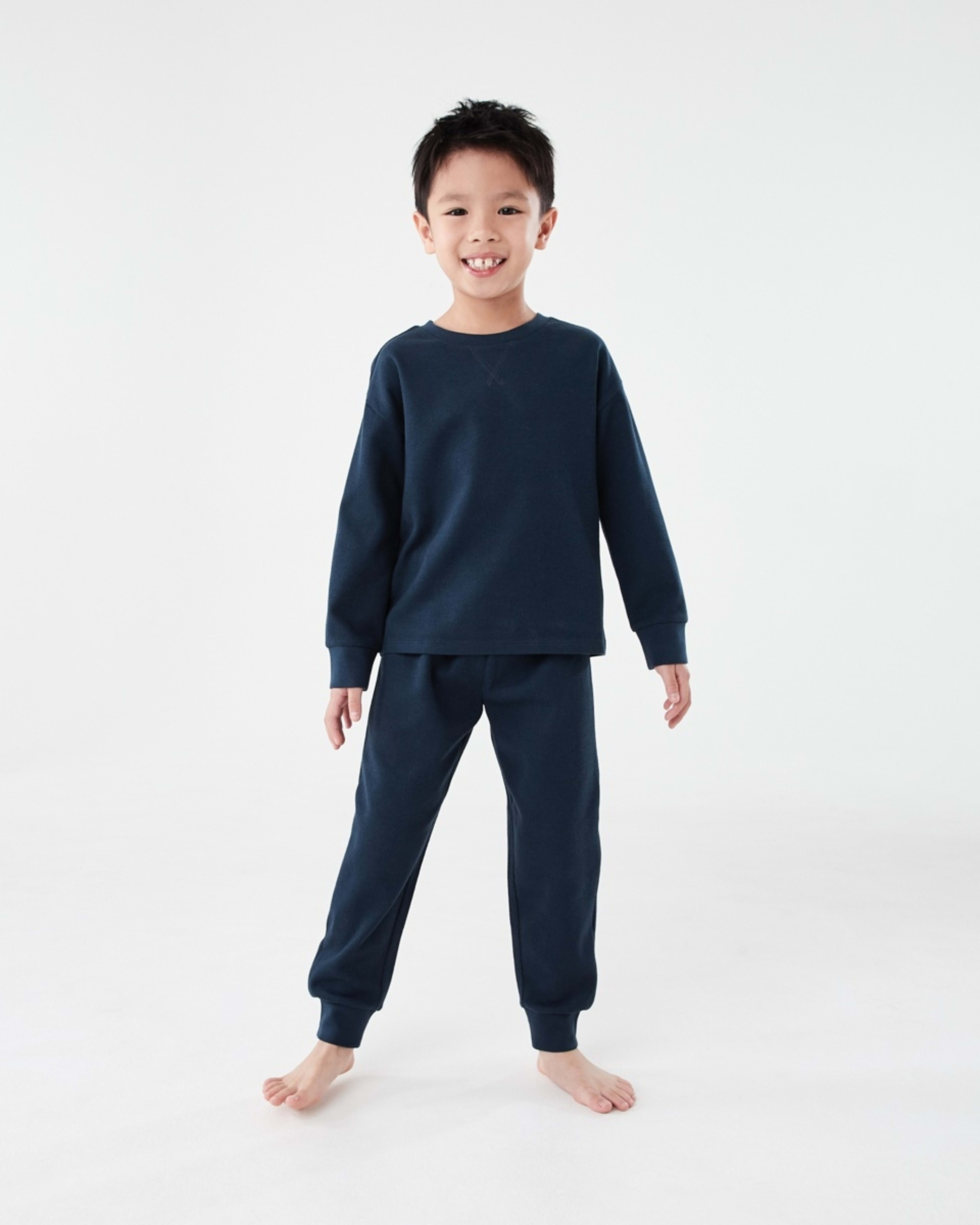 1 Waffle Pyjama Set Dress Navy, 1 of 6