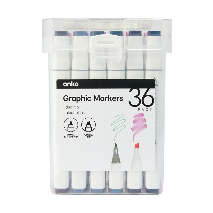 36 Pack Graphic Markers Kmart