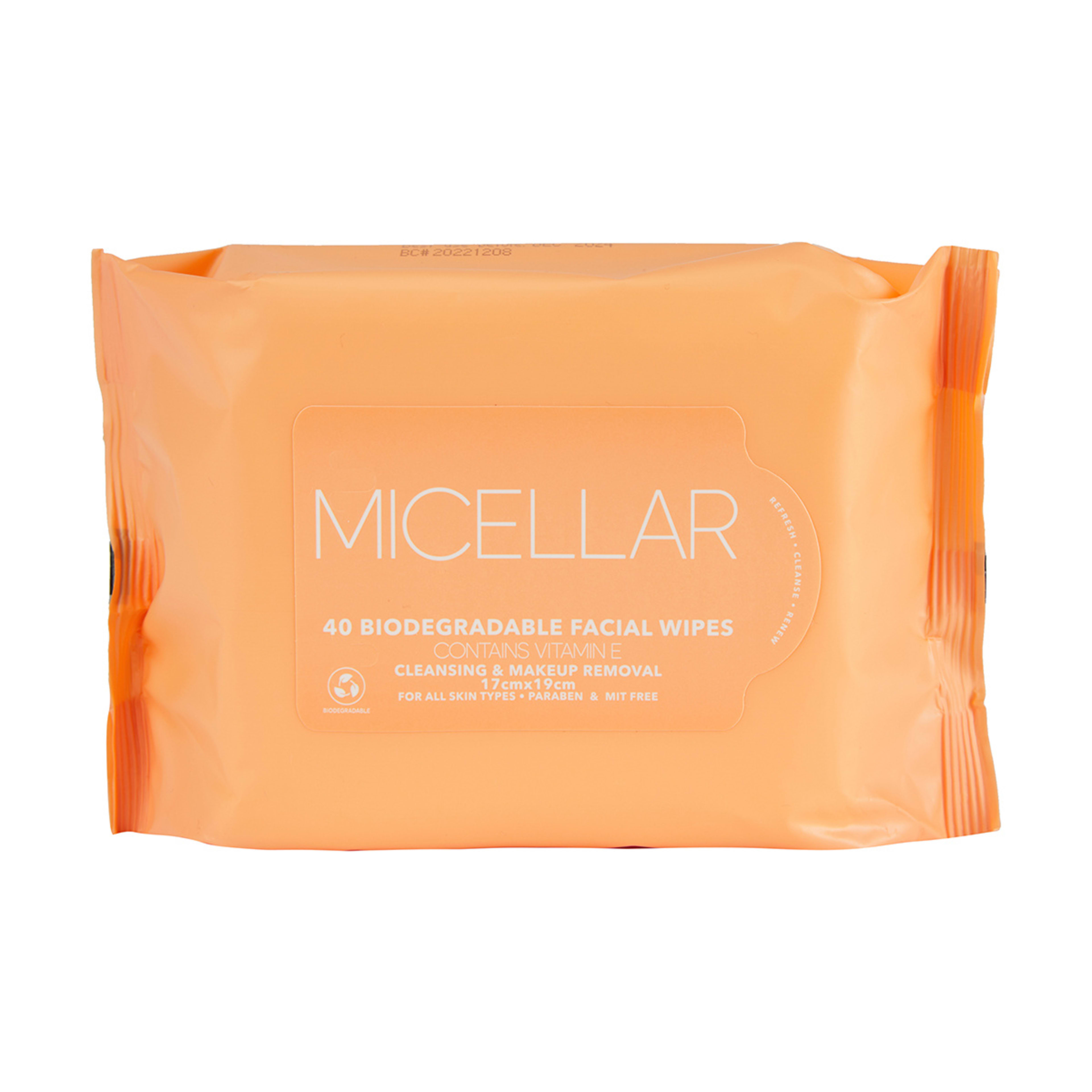 40 Pack Cleansing & Makeup Removal Biodegradable Facial Wipes